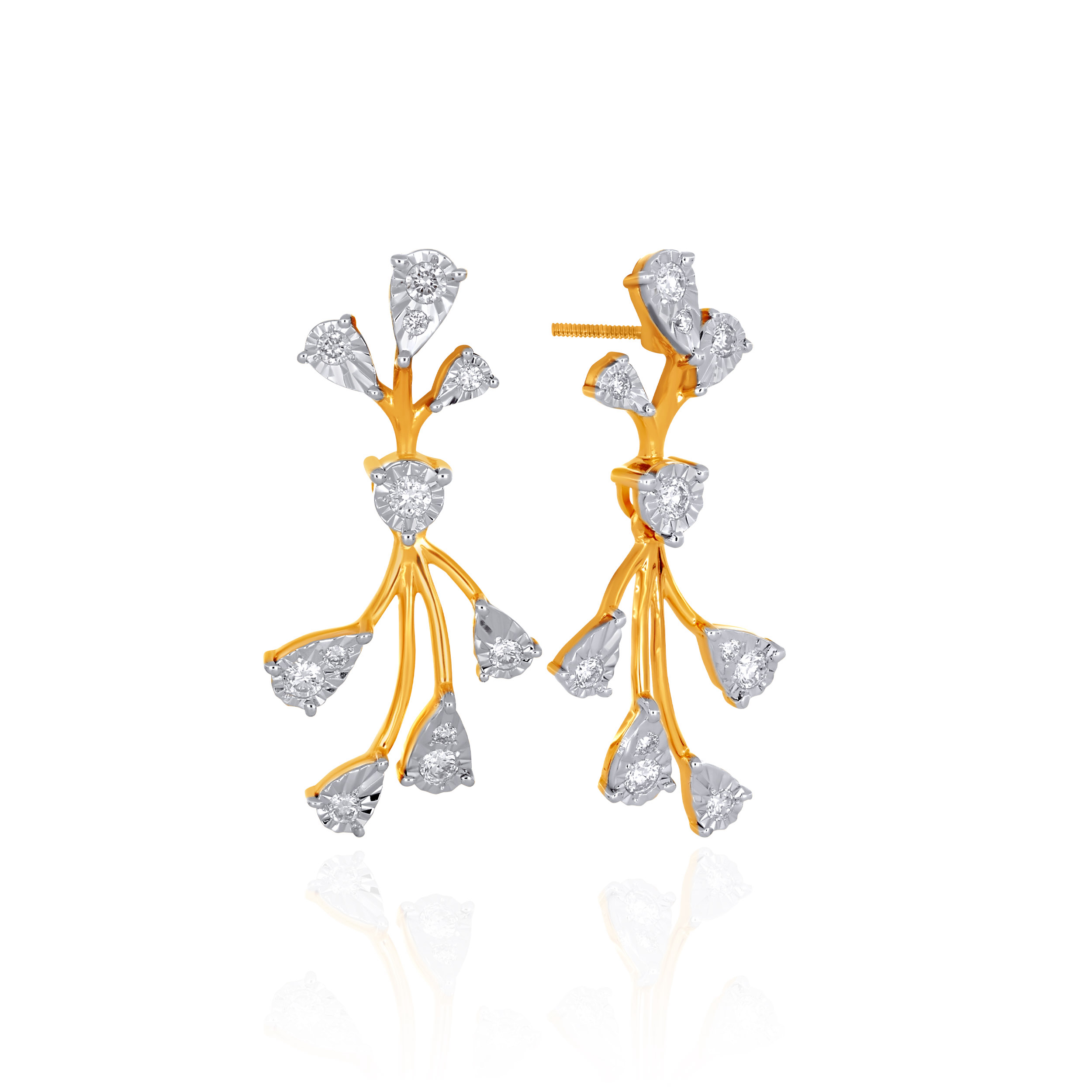 Petal Cascade Diamond Drop Earrings - Senco Gold and Diamonds
