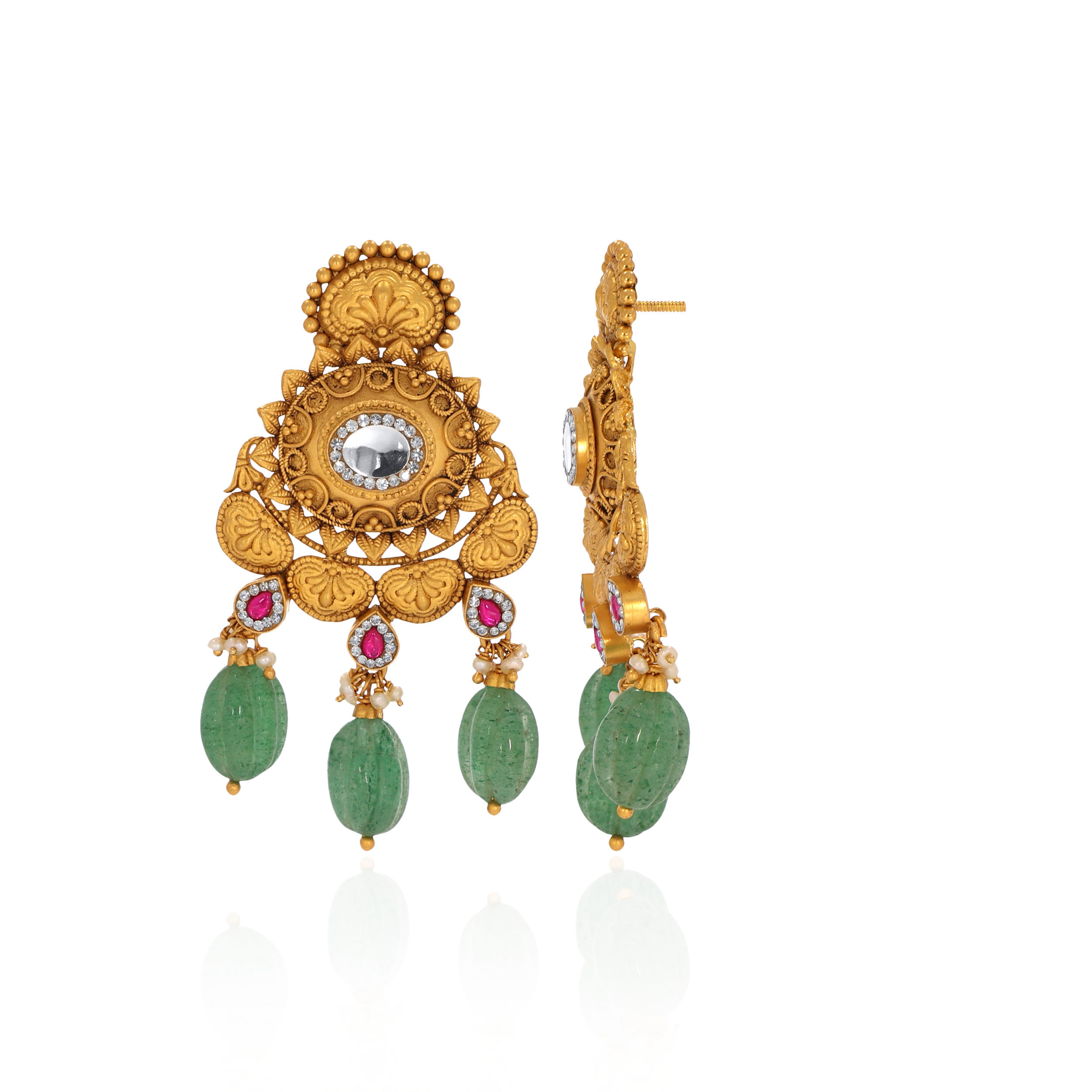Regal Legacy Kundan Earrings - Senco Gold and Diamonds