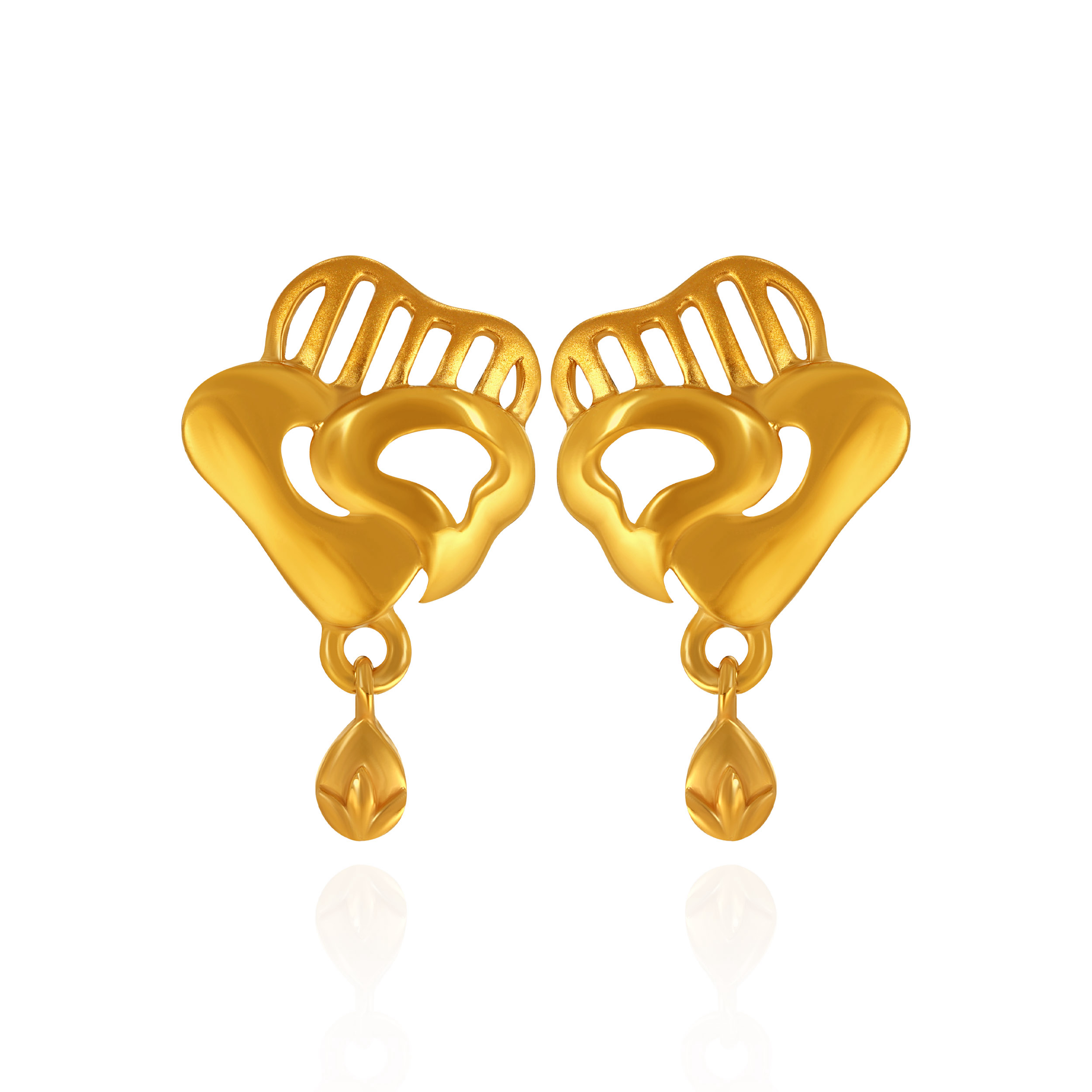 Sculpted Charm Gold Drop Earrings - Senco Gold and Diamonds