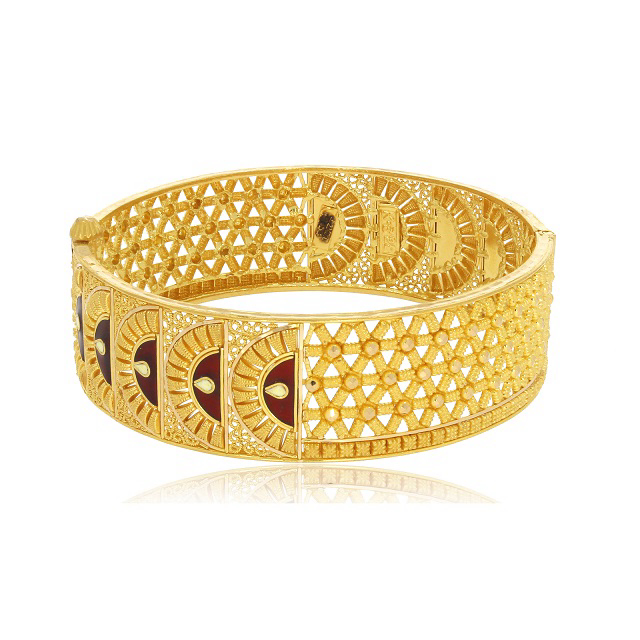Meena Art Gold Chur Bangle - Senco Gold and Diamonds