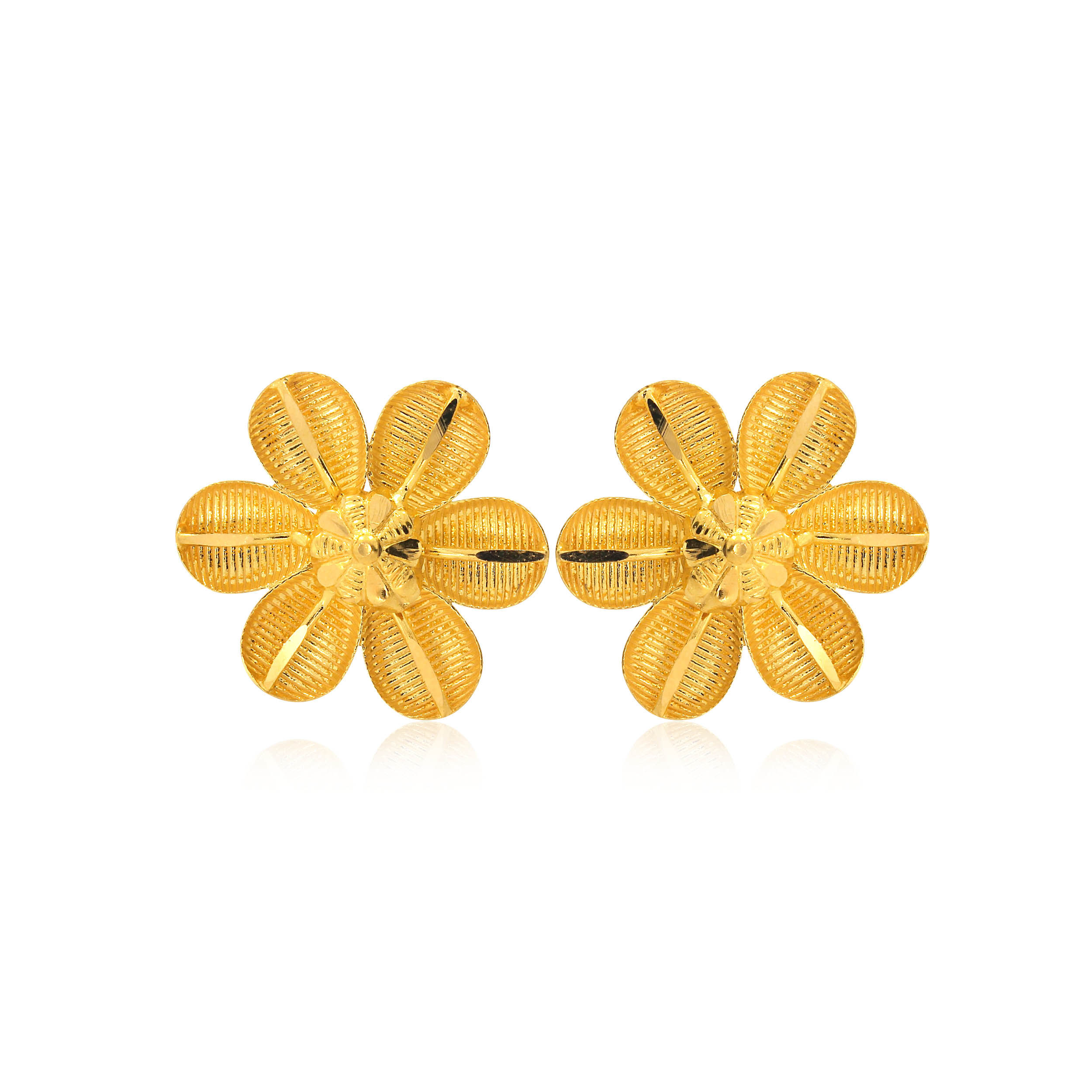 Leafy Petals Gold Studs - Senco Gold and Diamonds