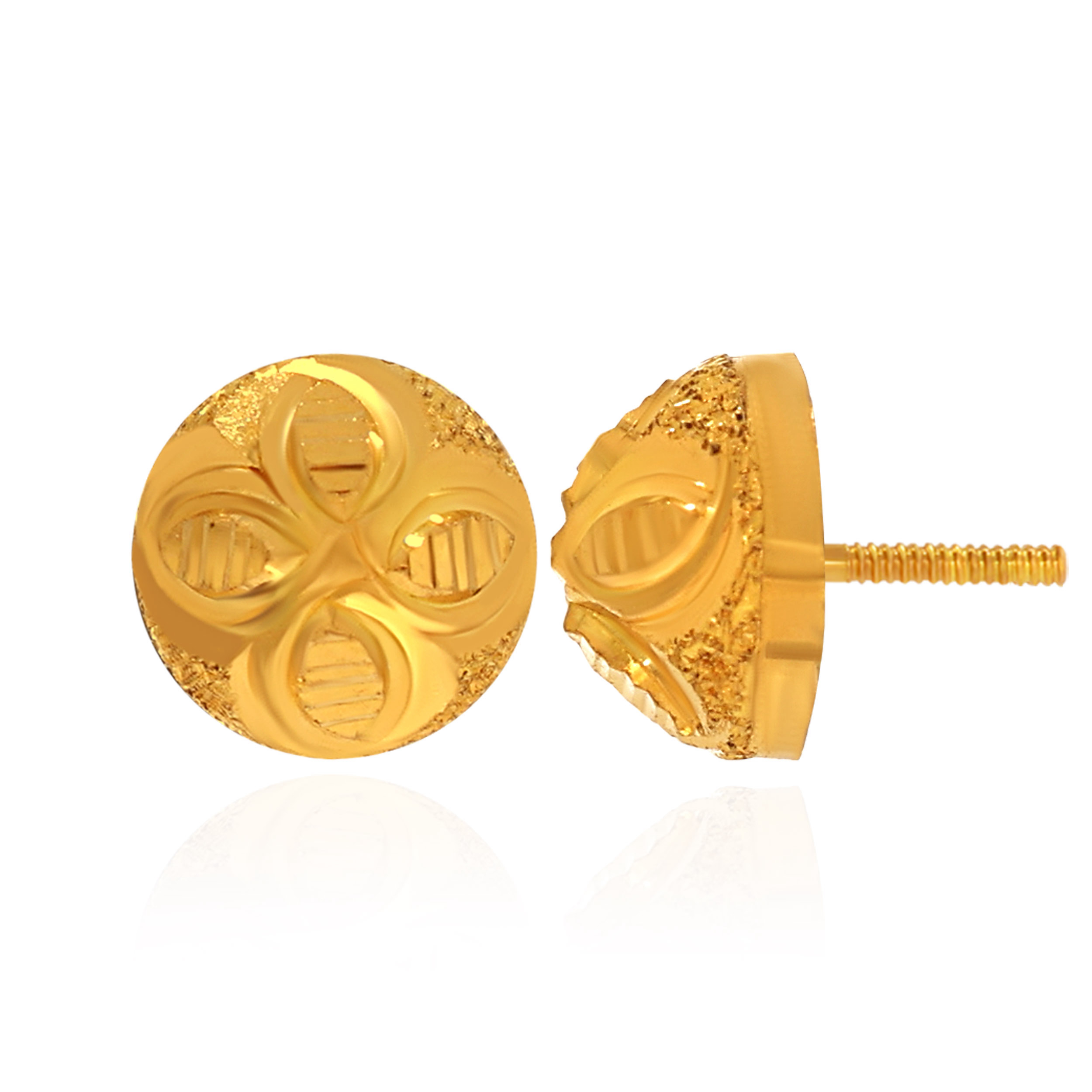 Frosted Haze Textured Gold Studs - Senco Gold and Diamonds