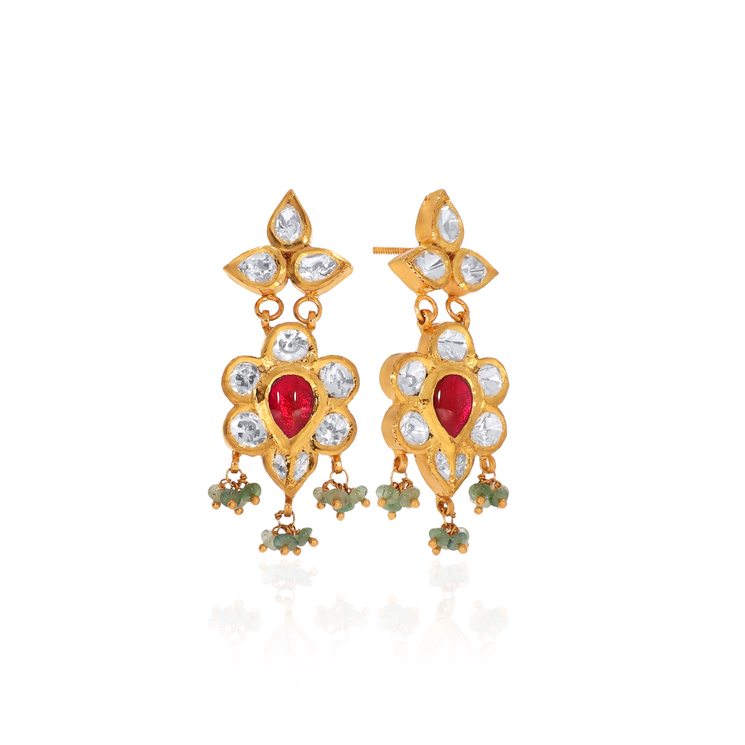 22K Yellow Gold Kundan Earrings-GPGN-D000788485 - Senco Gold and Diamonds