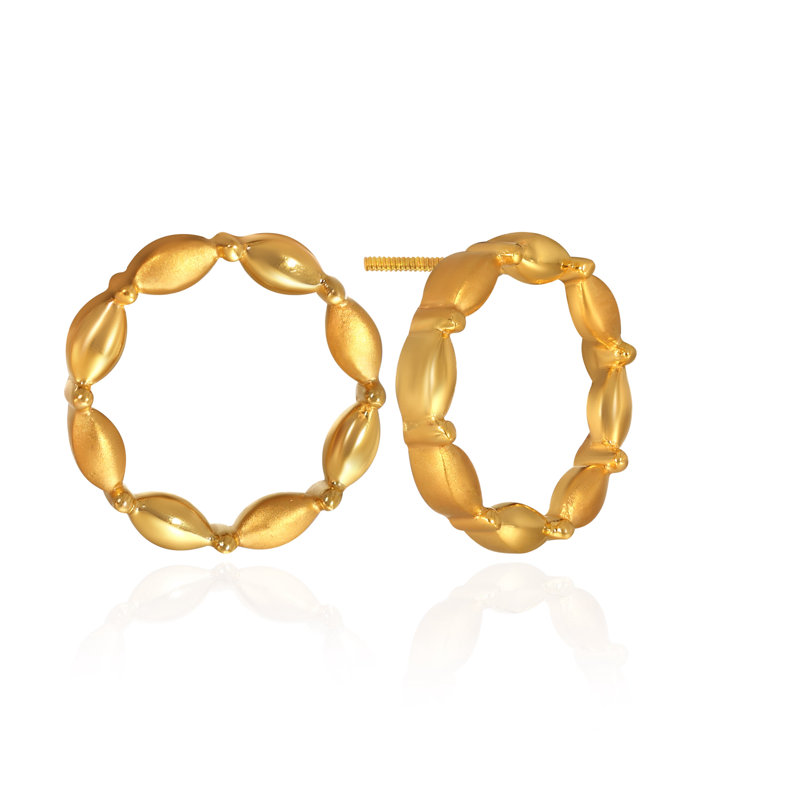 Gleaming Beaded Gold Studs - Senco Gold and Diamonds