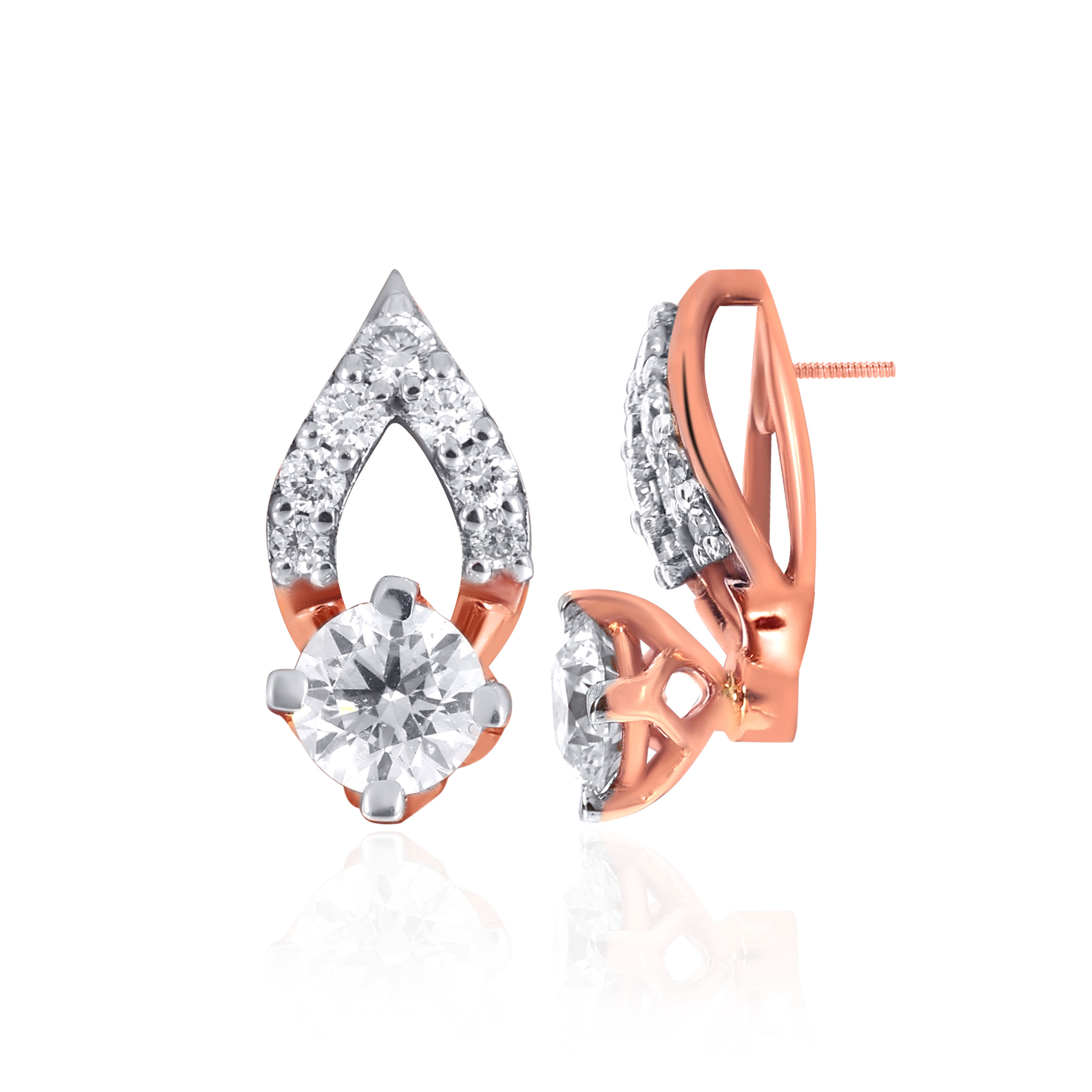 18K Rose Gold Diamond Studs Earrings-DT-D000754773 - Senco Gold and Diamonds
