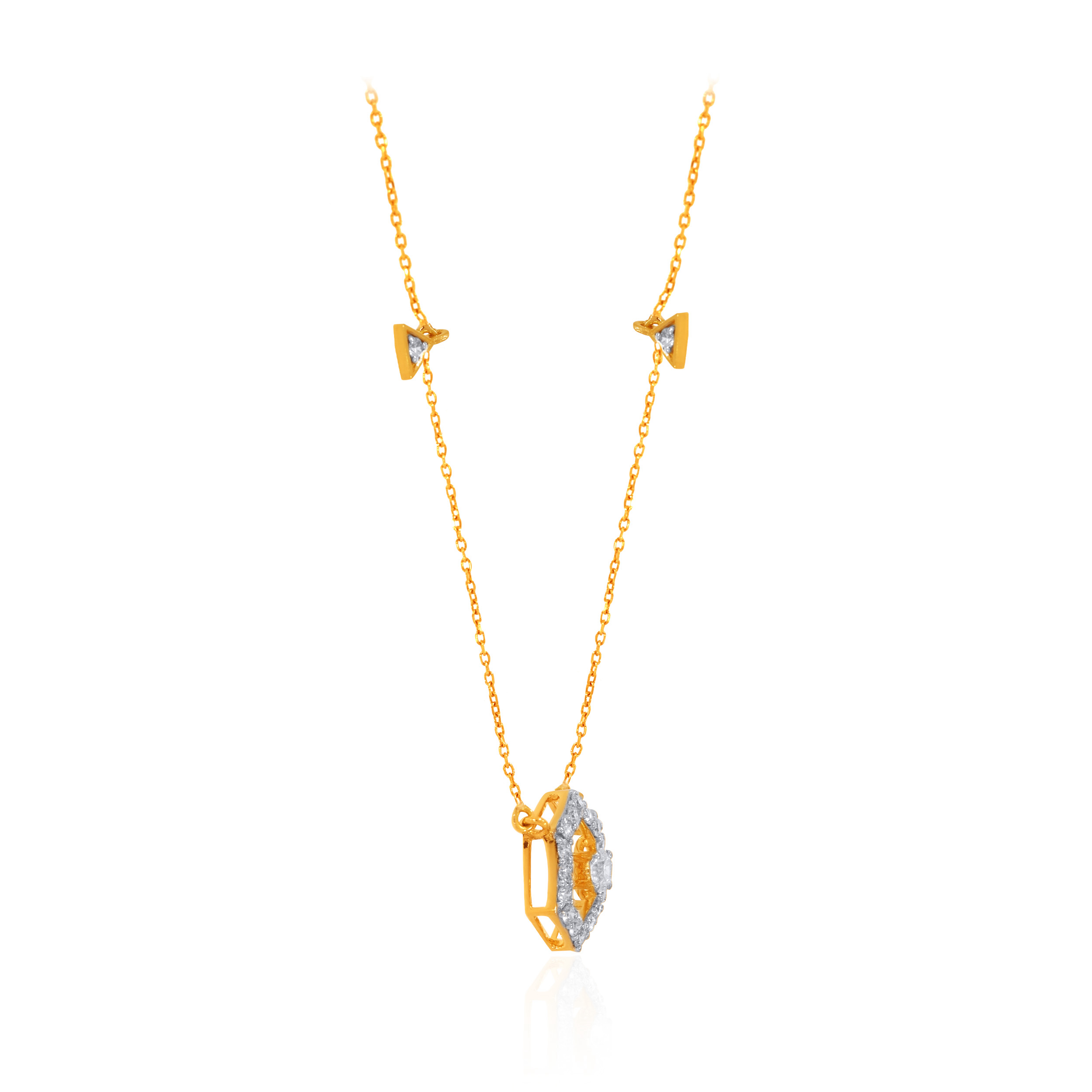 Scintillating Hexagon Solitaire Chain Pendant - Senco Gold and Diamonds