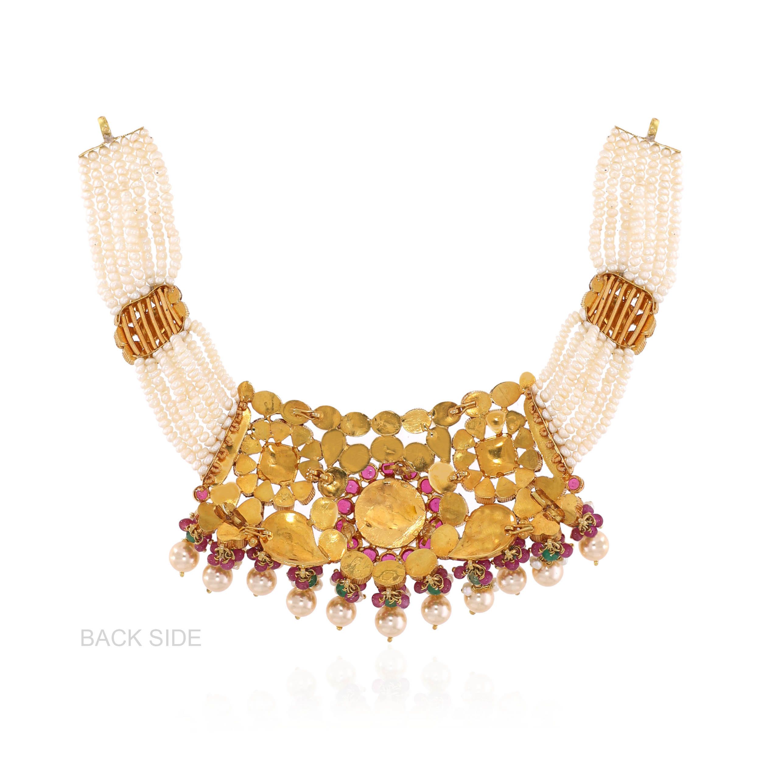 18K Yellow Gold Kundan Necklace-GN-D000782225 - Senco Gold and Diamonds