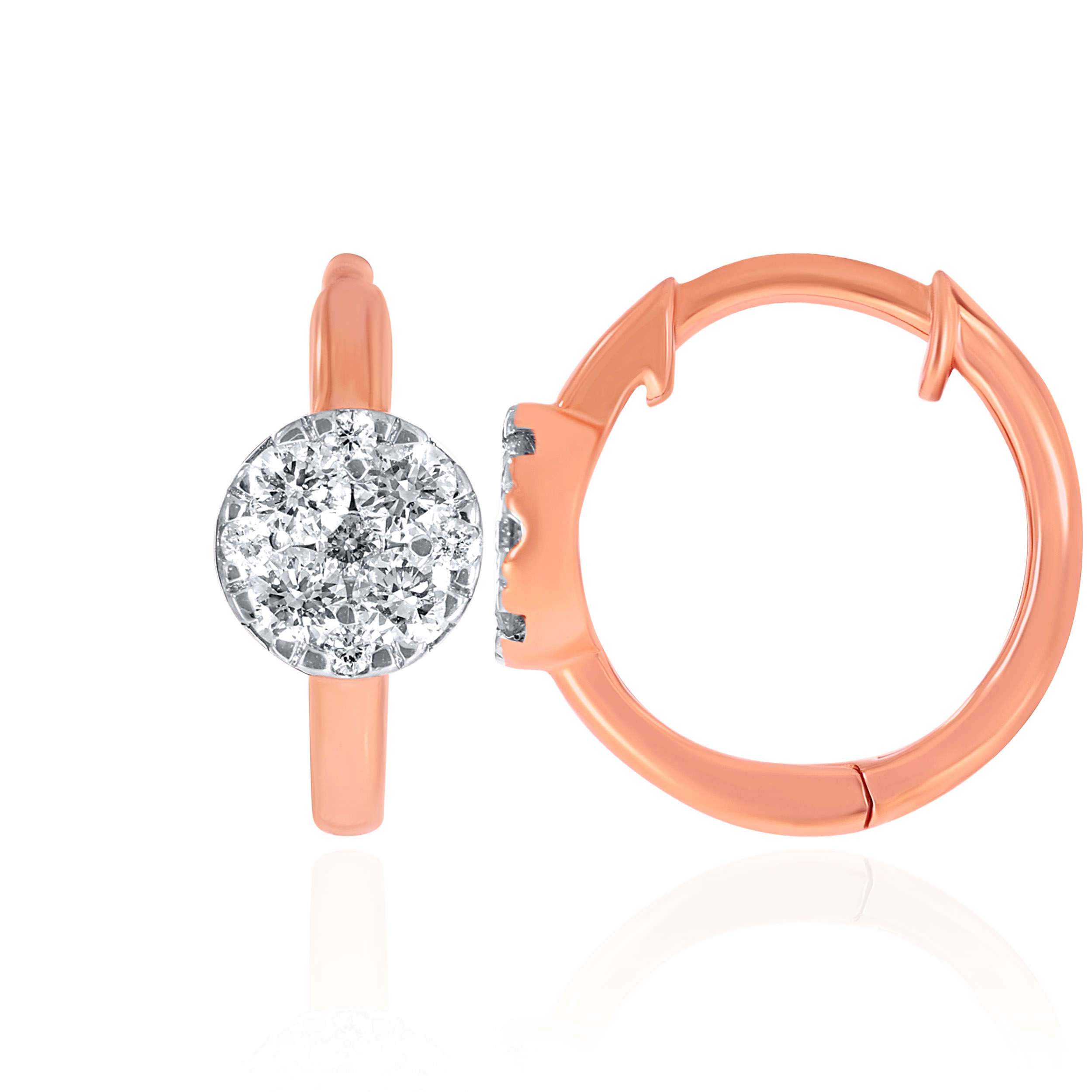 Dainty Cluster Diamond Hoop Earrings - Senco Gold and Diamonds