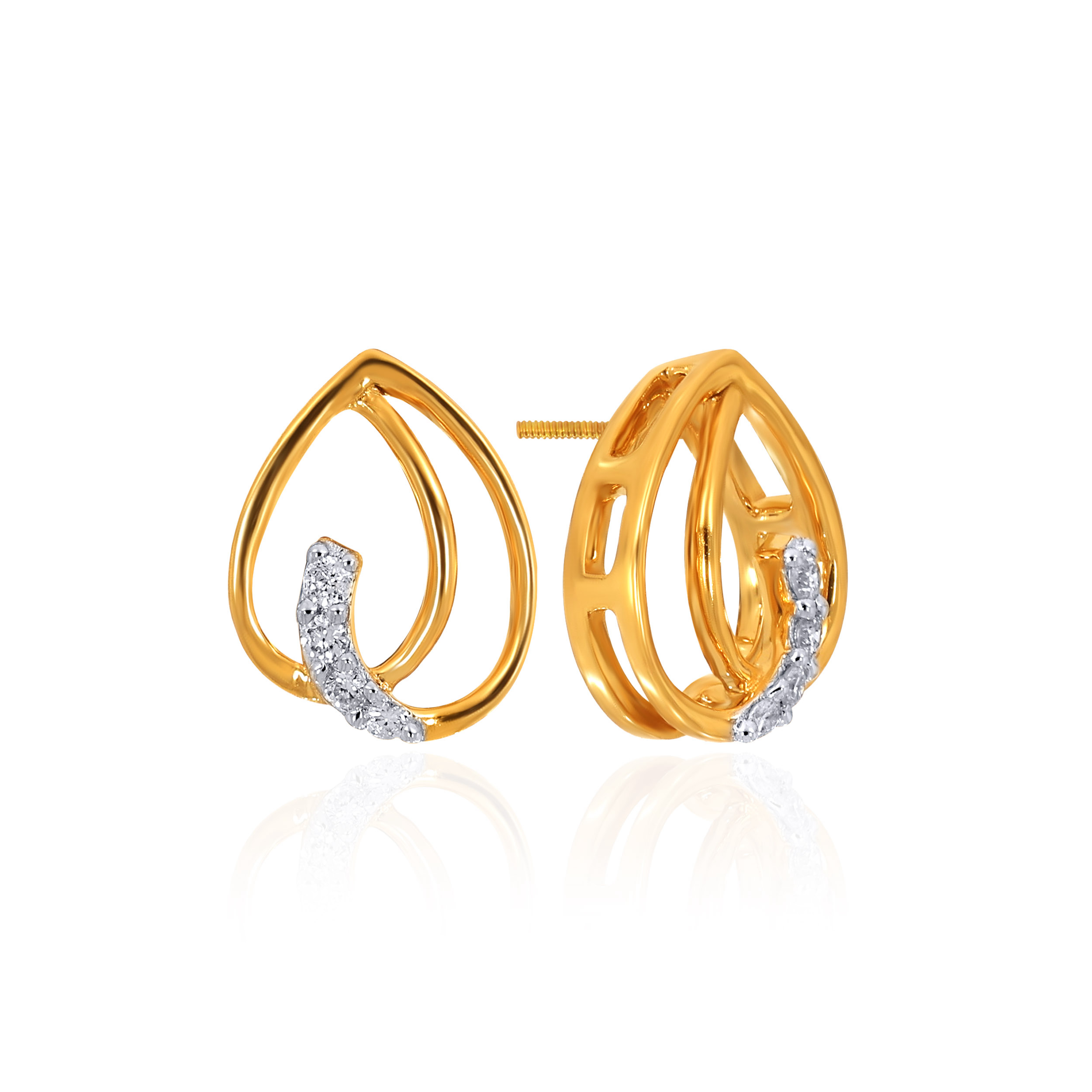 Teardrop Curve Diamond Studs - Senco Gold and Diamonds