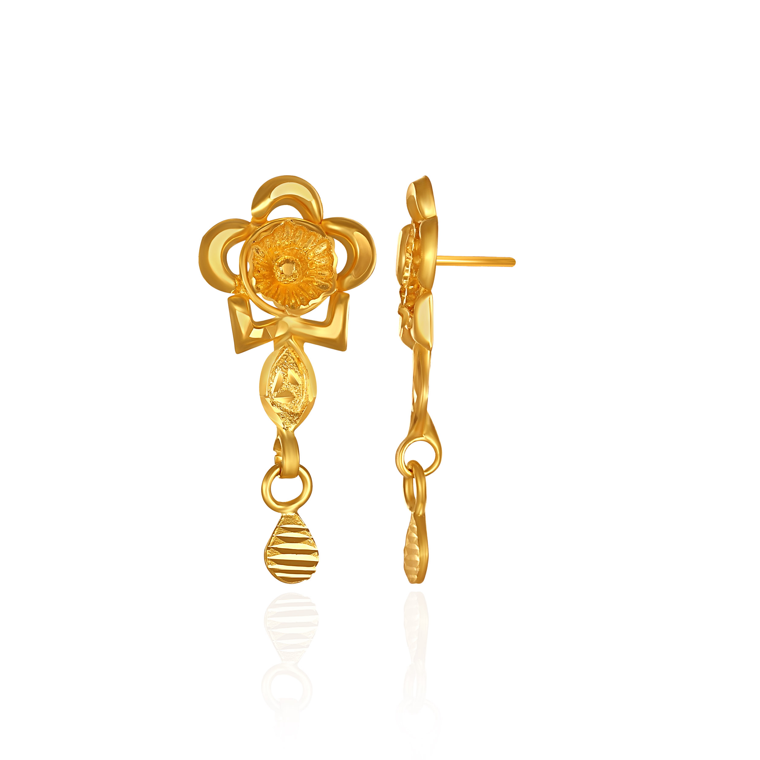 Bloom & Bow Gold Drop Earrings - Senco Gold and Diamonds