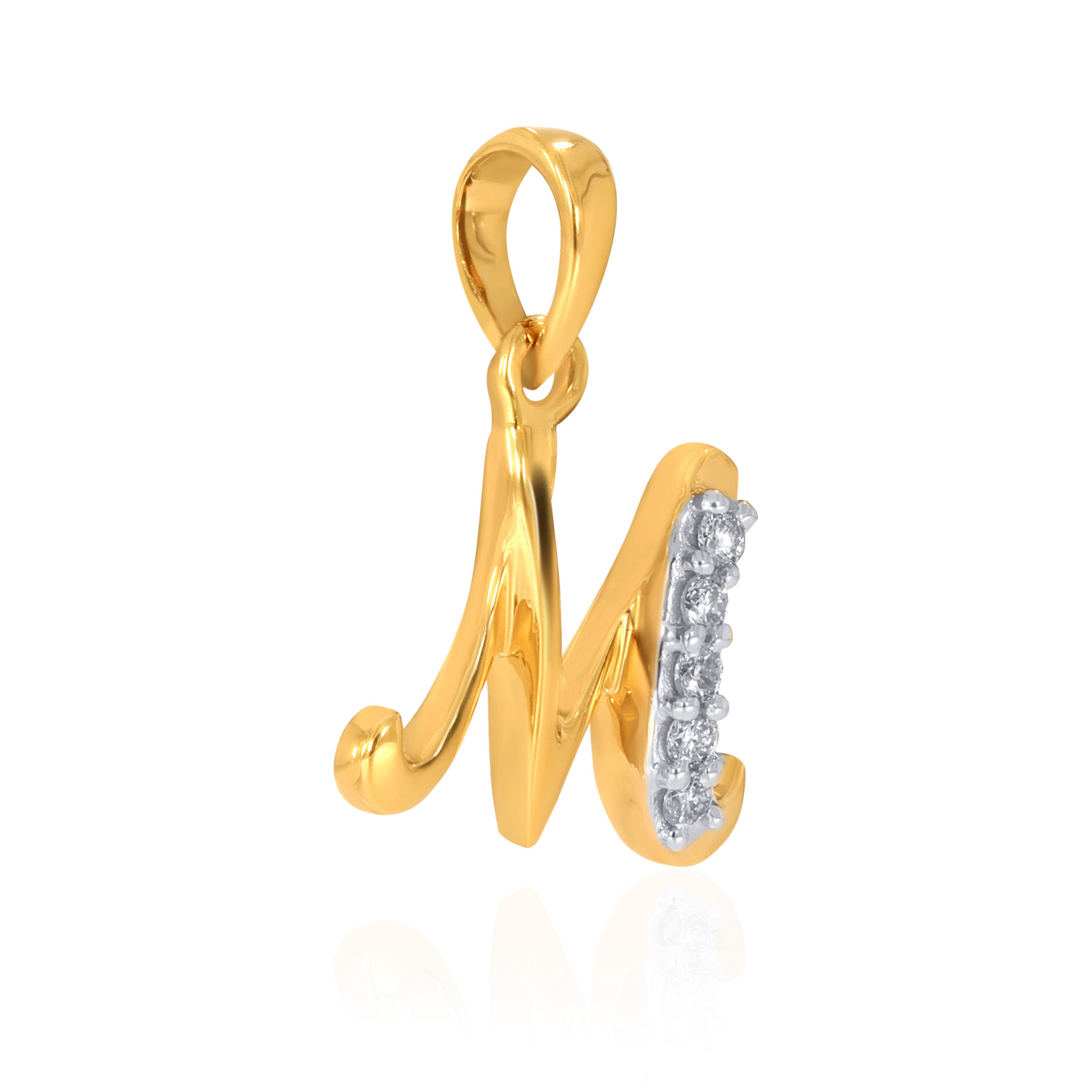 18K Yellow Gold M Alphabet Diamond Pendant-DPN-D000748637 - Senco Gold and Diamonds