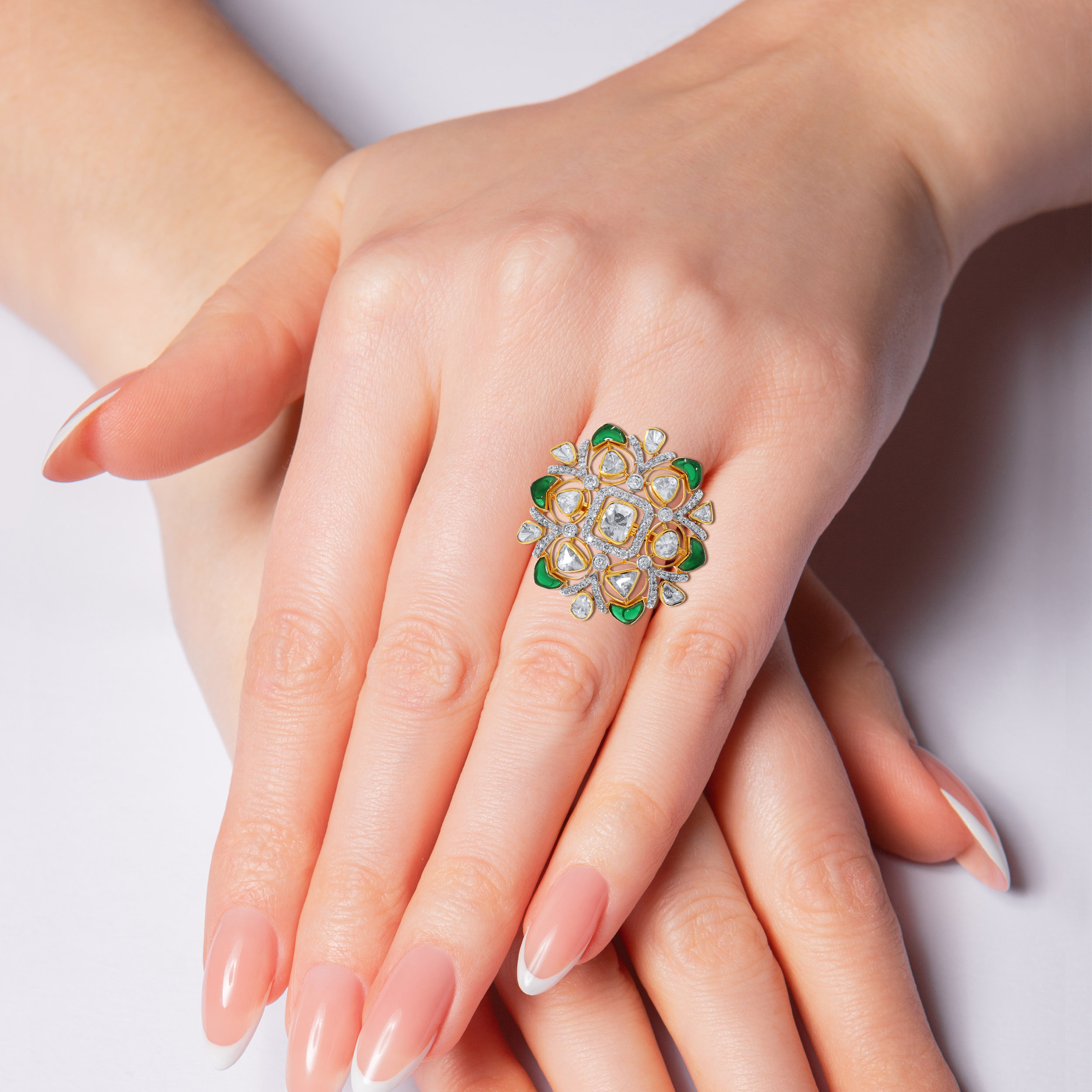 Regalia Mandala Polki Diamond Ring - Senco Gold and Diamonds