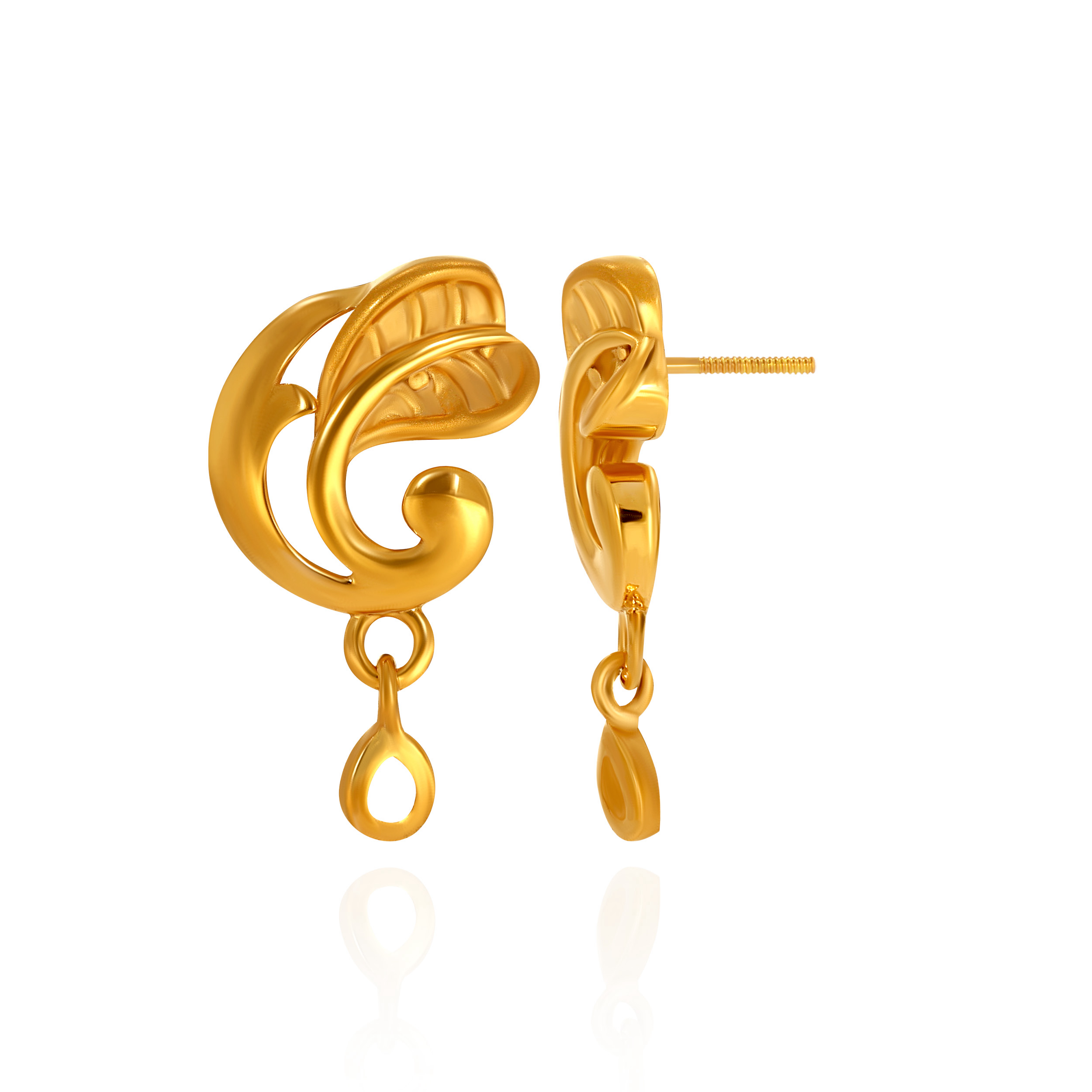 Poise Leaf Gold Drop Earrings - Senco Gold and Diamonds