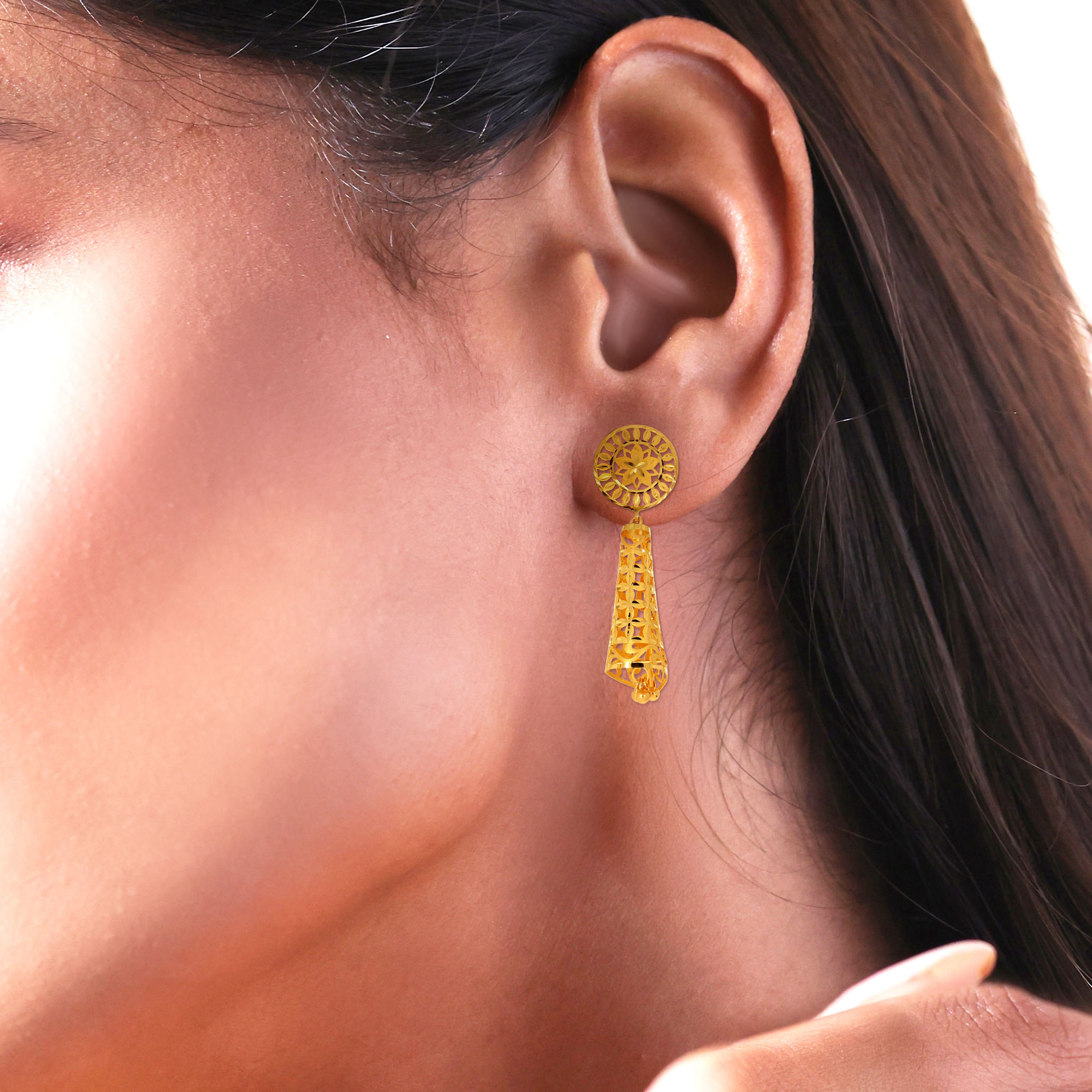 22K Yellow Gold Jhumka Earrings - GJ-SAD0004570 - Senco Gold and Diamonds