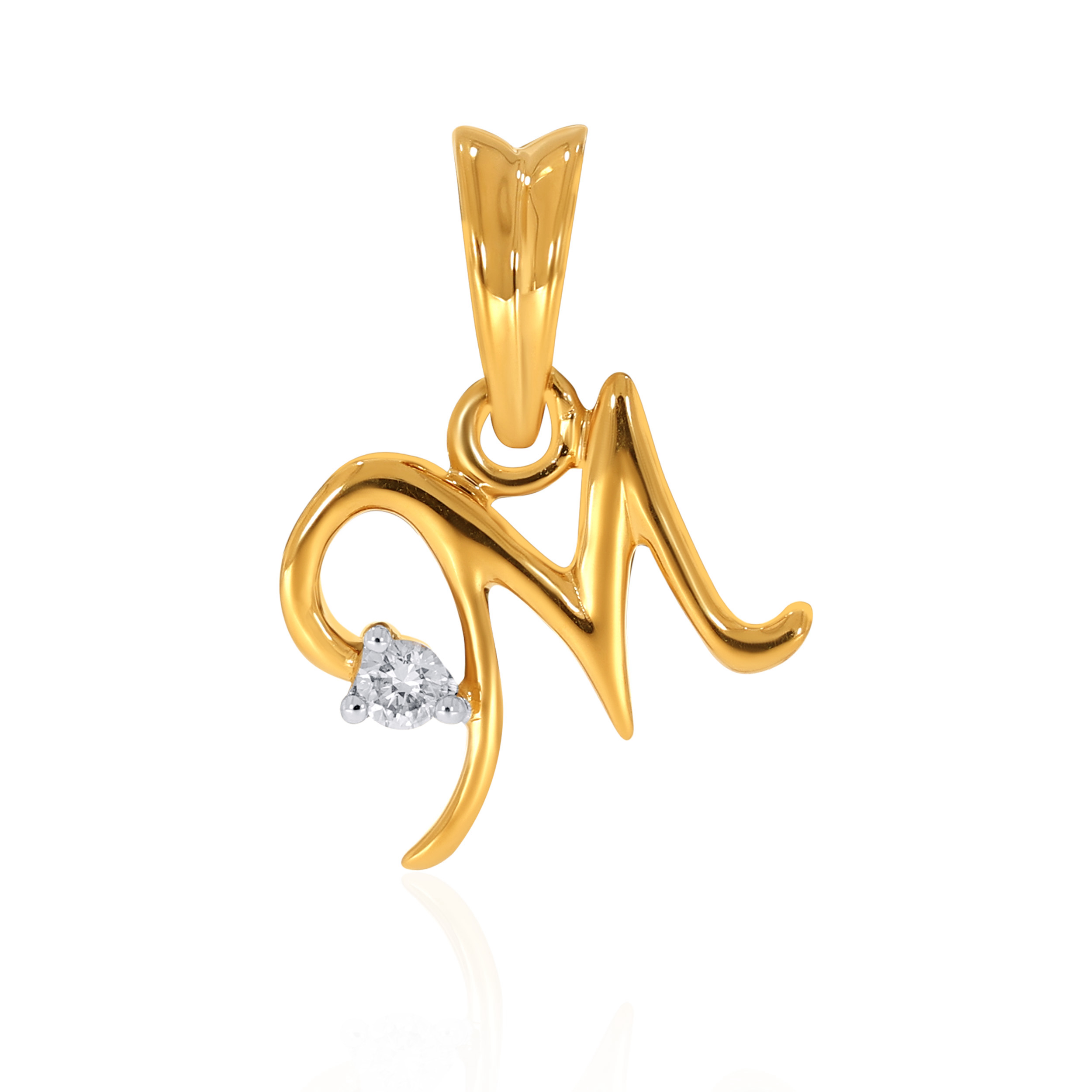 18K Yellow Gold M Alphabet Diamond Pendant-DPN-D000748610 - Senco Gold and Diamonds