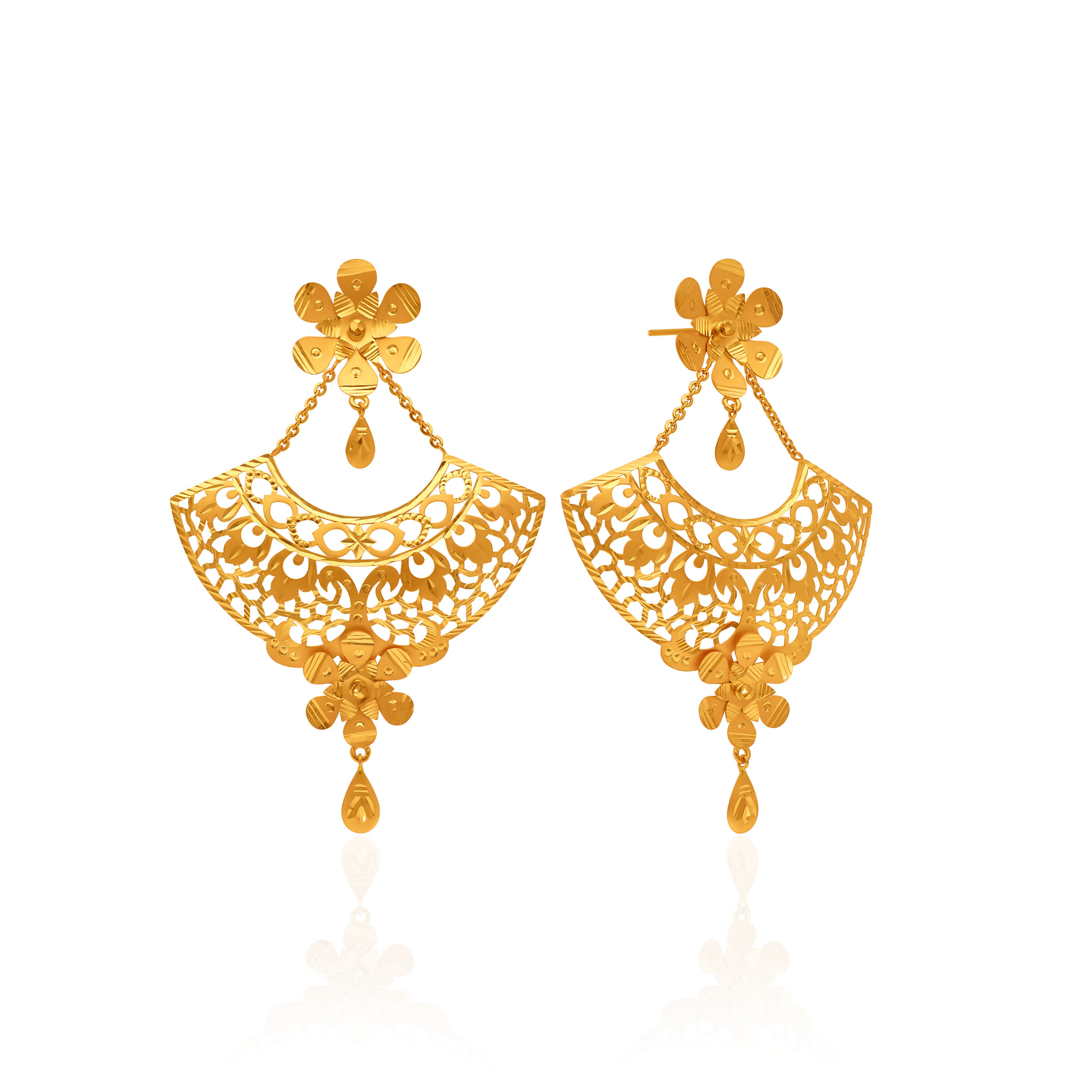 Chantilly Bloom Gold Drop Earrings - Senco Gold and Diamonds