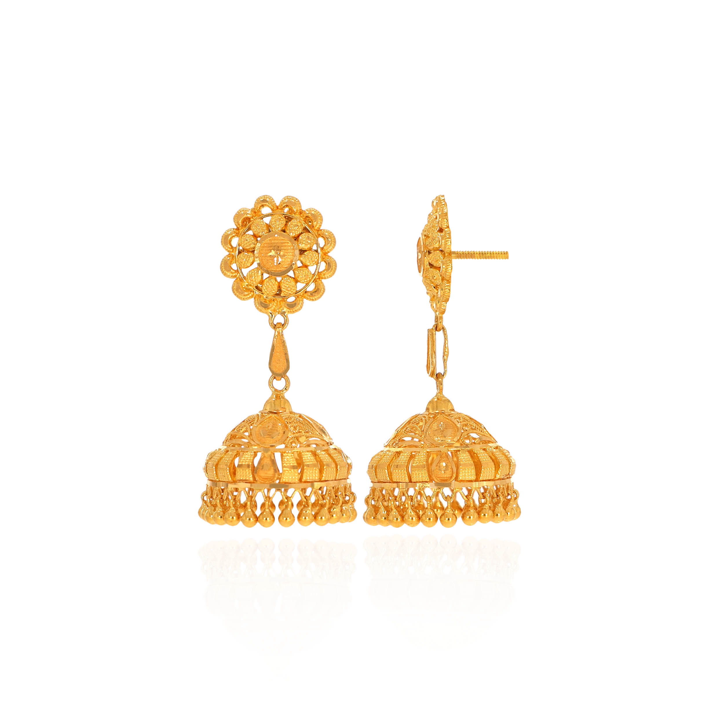 Opulent Charm Ethnic Gold Jhumkas - Senco Gold and Diamonds