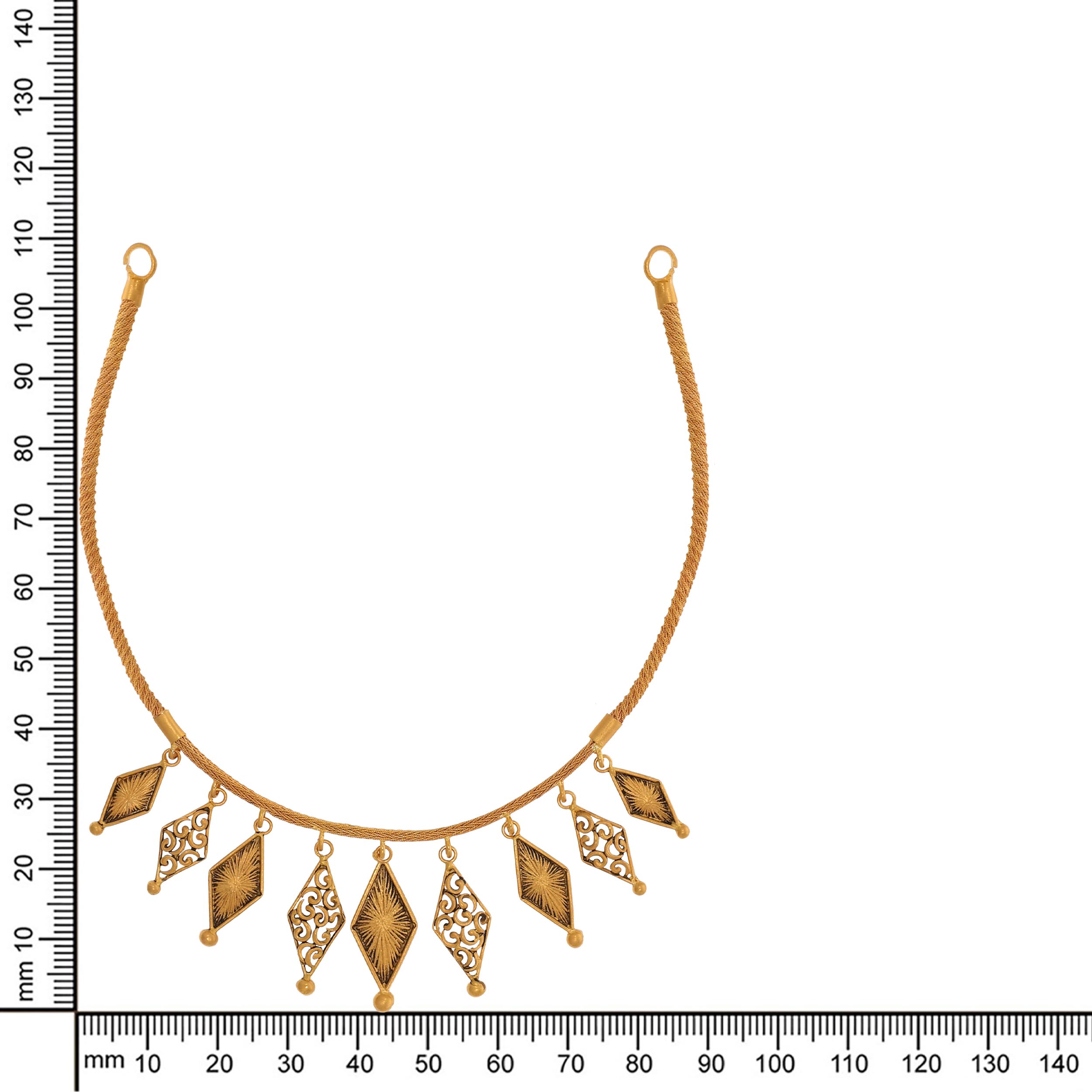 Dual Rhombus Antique Gold Necklace - Senco Gold and Diamonds