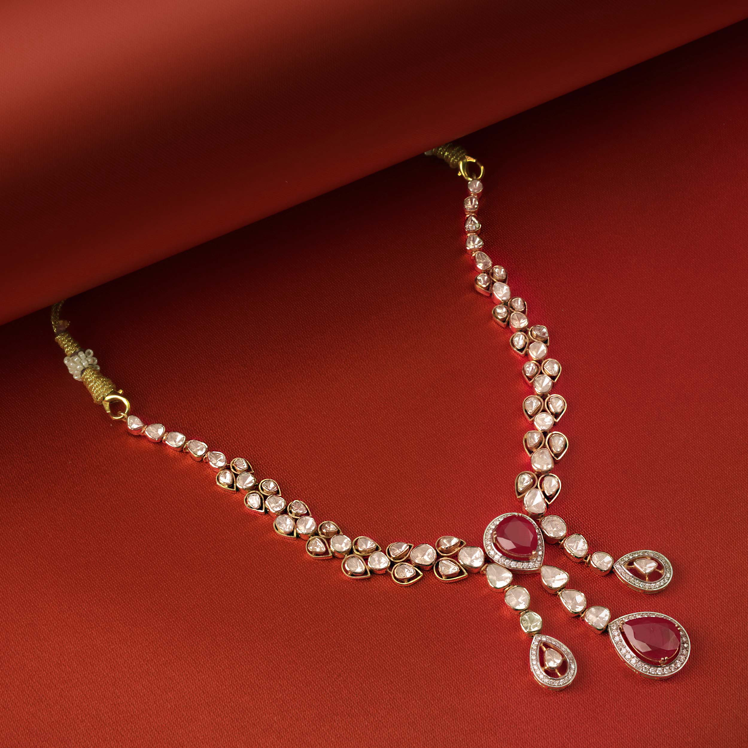 Rose Dawn Polki Diamond Necklace - Senco Gold and Diamonds