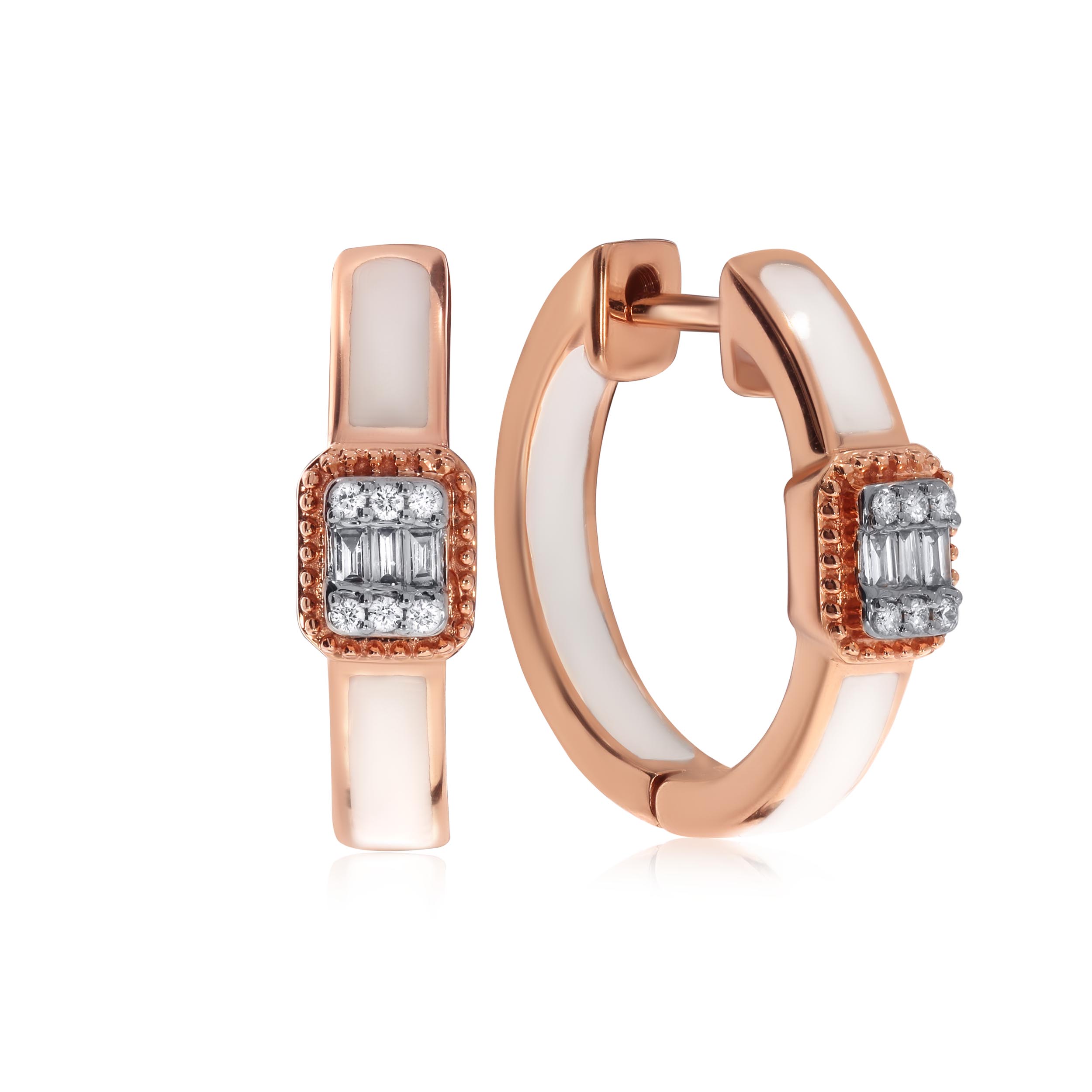 Whitish Aesthetic Diamond Hoop Earrings - Senco Gold and Diamonds