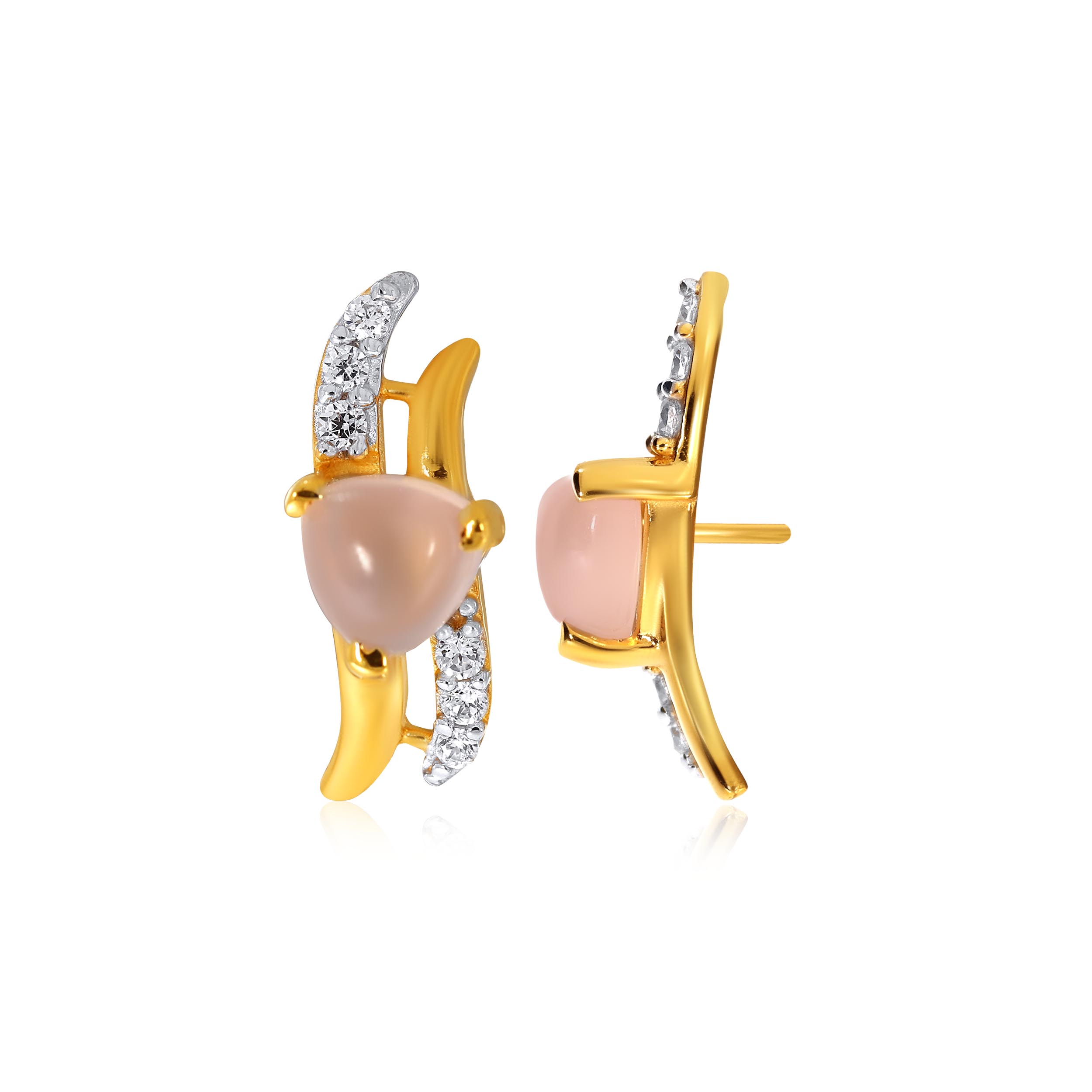 Flowing Duo Gold Studs - Senco Gold and Diamonds