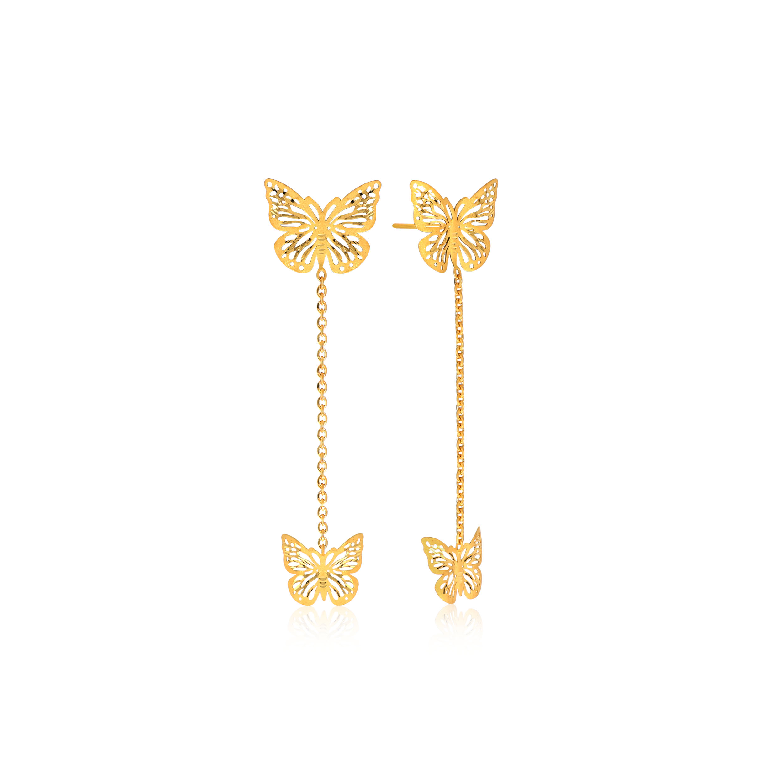 Mystic Expression Gold Long Earrings - Senco Gold and Diamonds