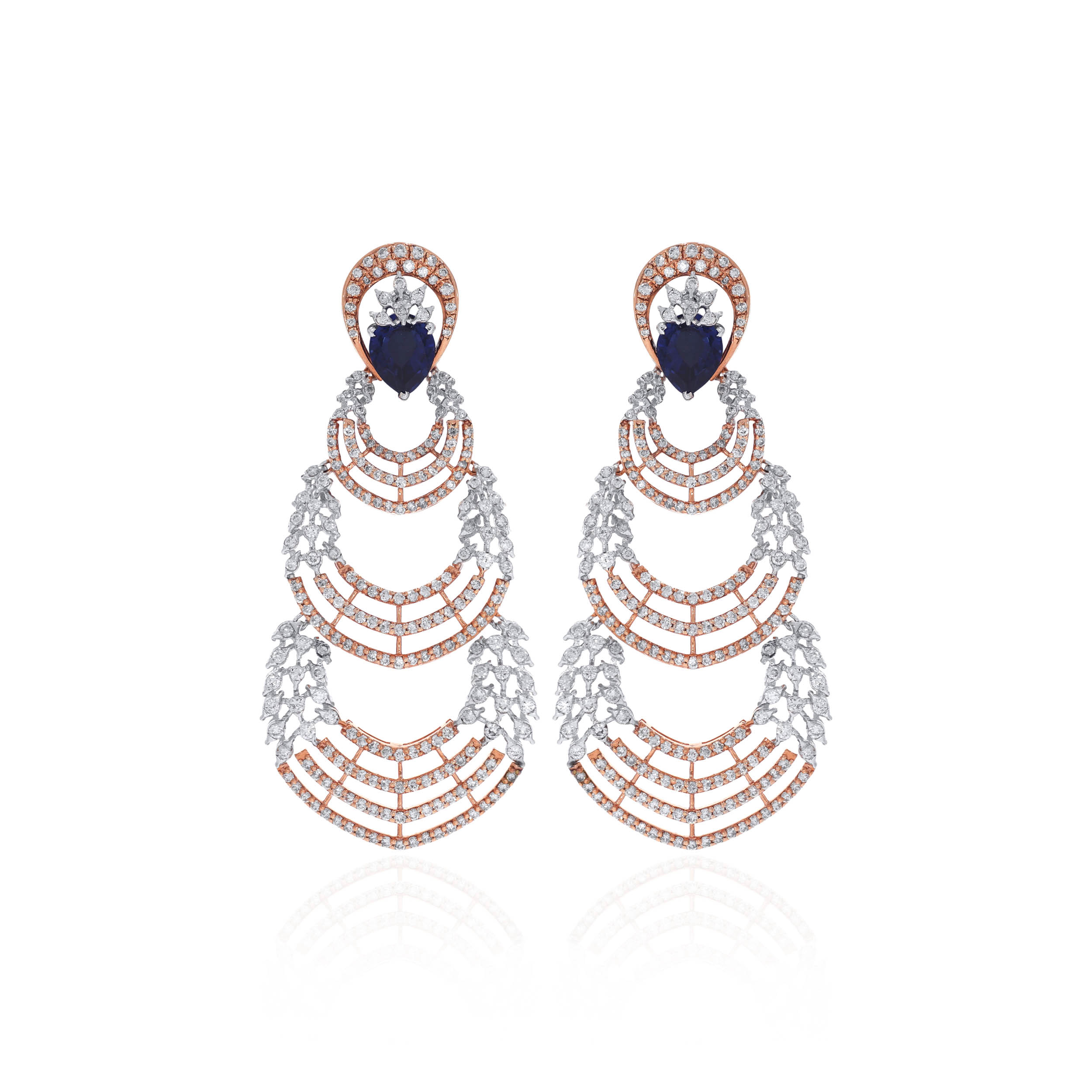 Opulent Radiance Three-Tiered Diamond Earrings - Senco Gold and Diamonds
