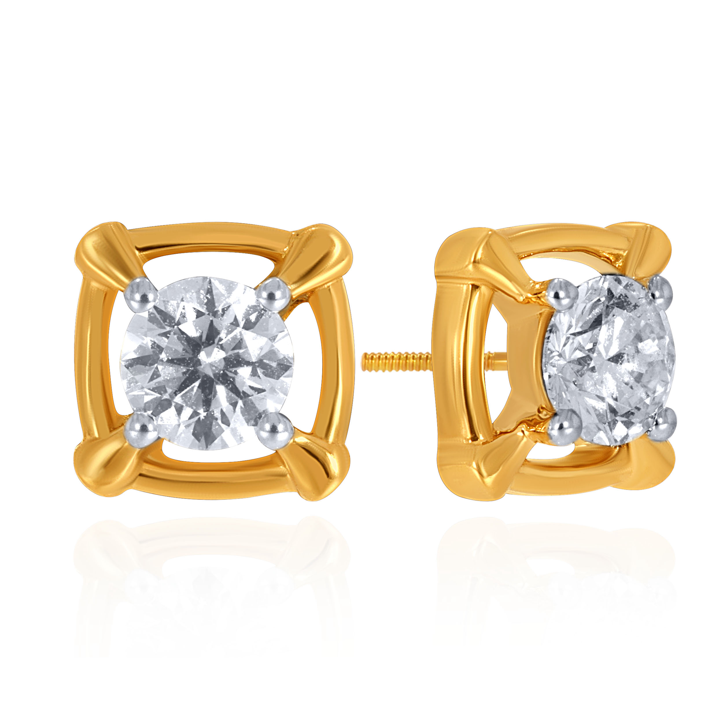 Maison Square Solitaire Diamond Studs - Senco Gold and Diamonds