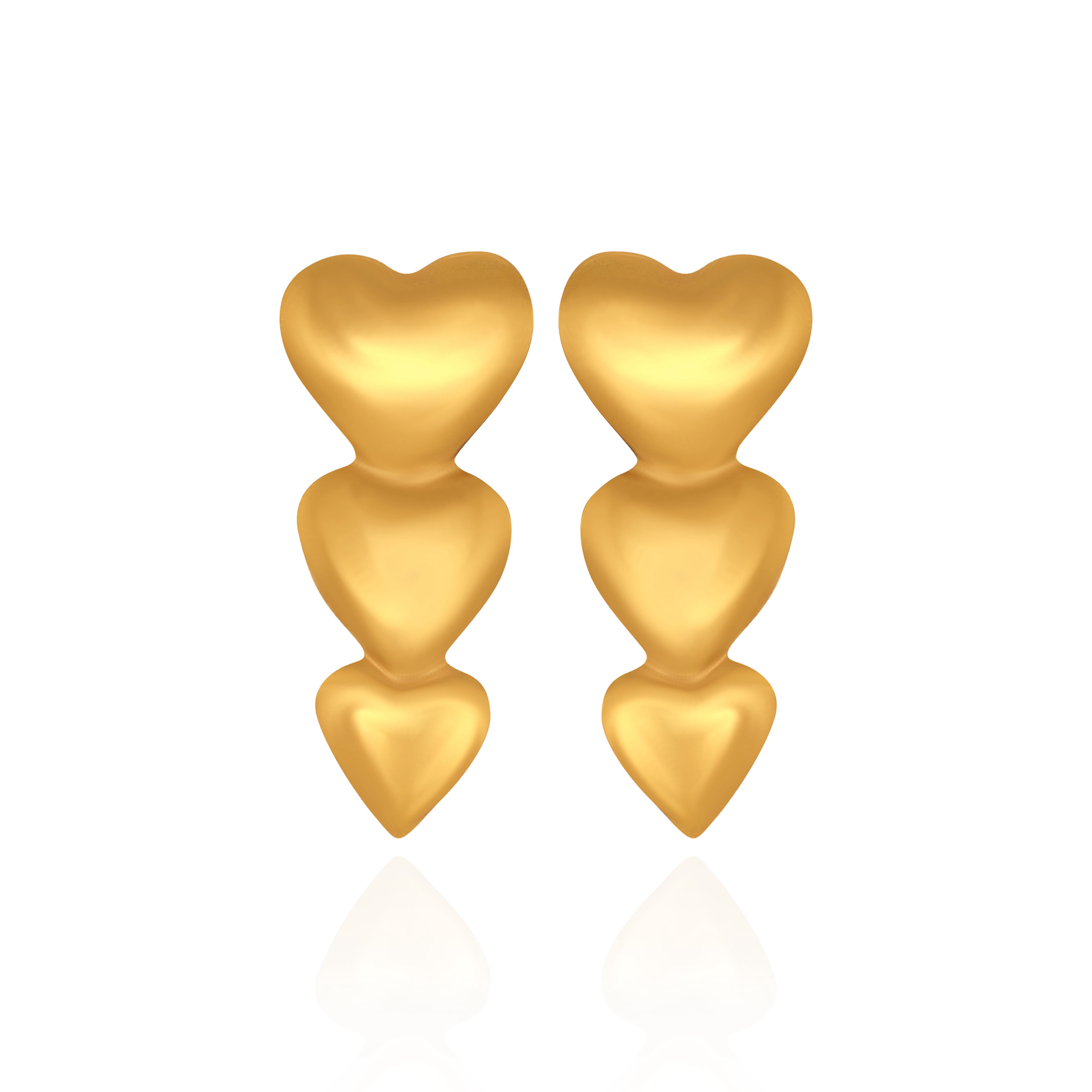 Delicate Triple Heart Gold Earrings - Senco Gold and Diamonds