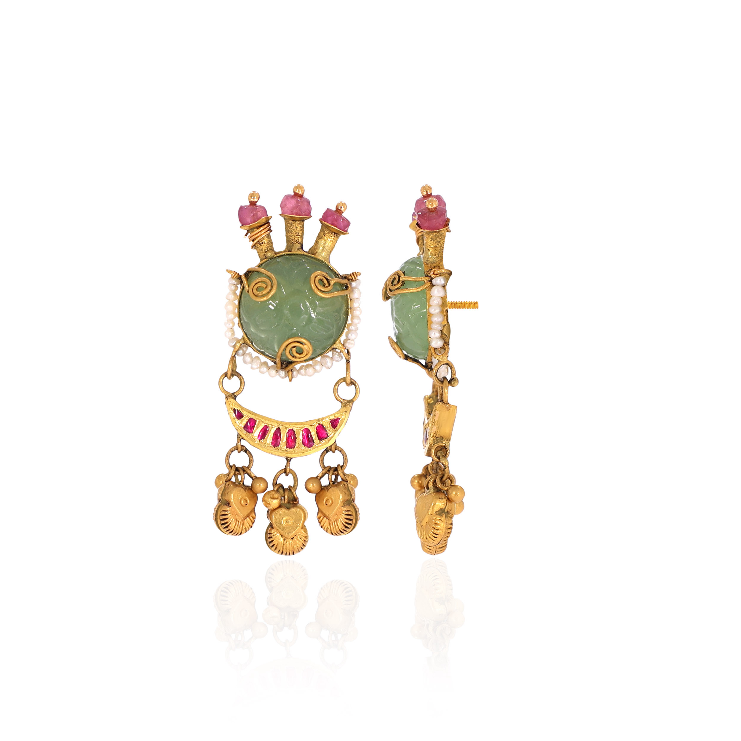 22K Yellow Gold Kundan Earrings-GPGN-D000782907 - Senco Gold and Diamonds