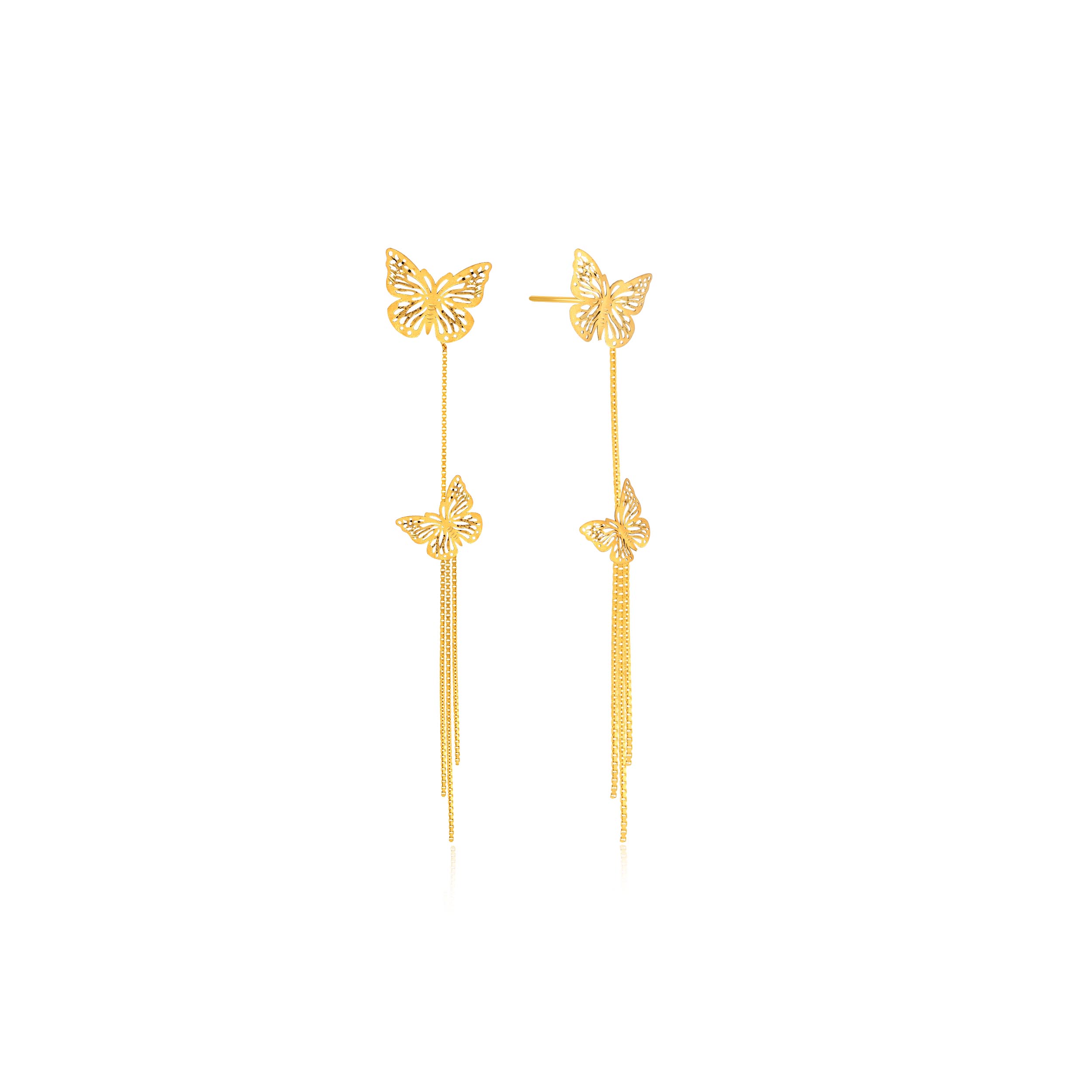 Trendy Flutter Gold Long Earrings - Senco Gold and Diamonds