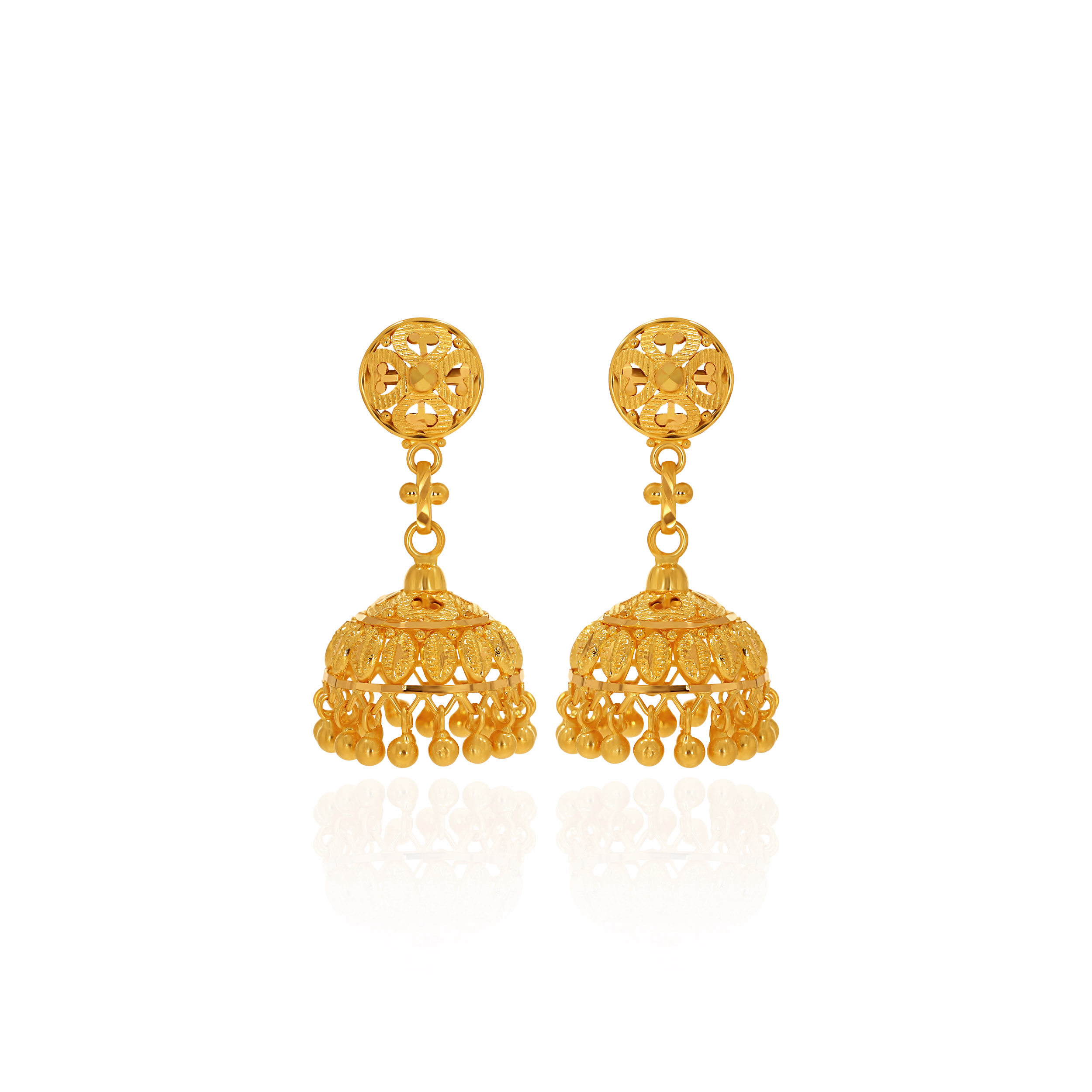 Ethnic Divinity Gold Jhumka Earrings - Senco Gold and Diamonds