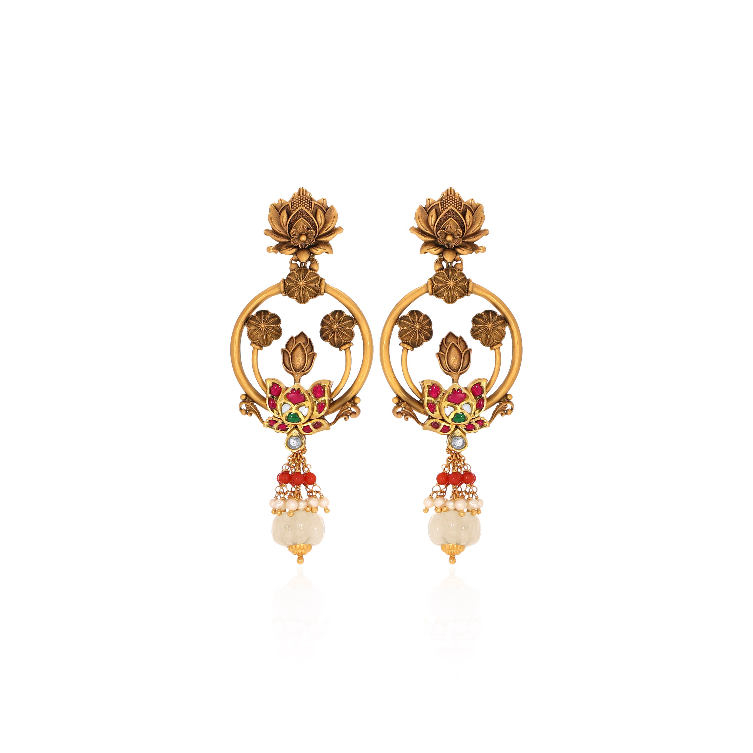 22K Yellow Gold Kundan Earrings-GPGN-D000788486 - Senco Gold and Diamonds