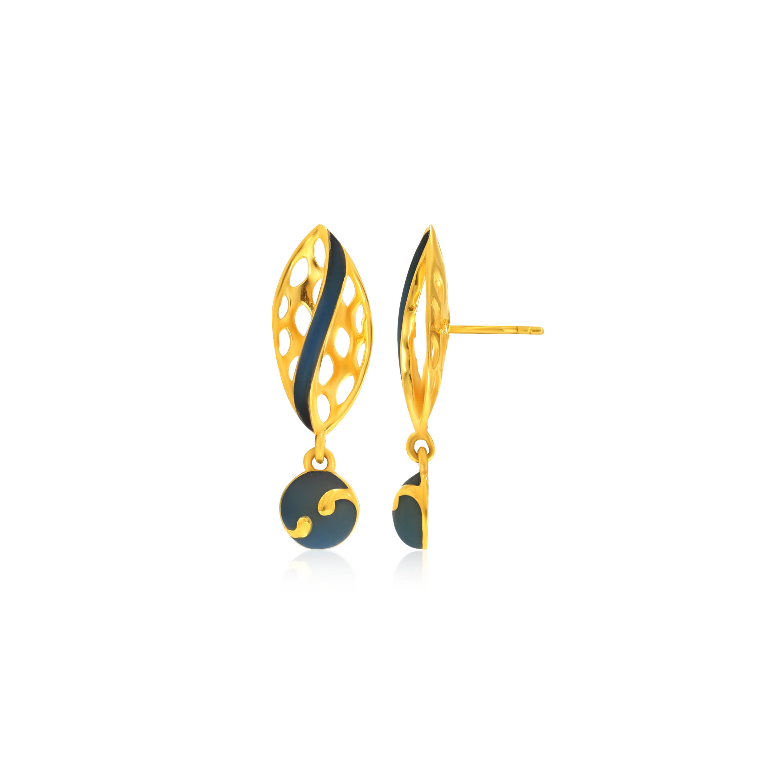 Leafy Azure Gold Studs - Senco Gold and Diamonds