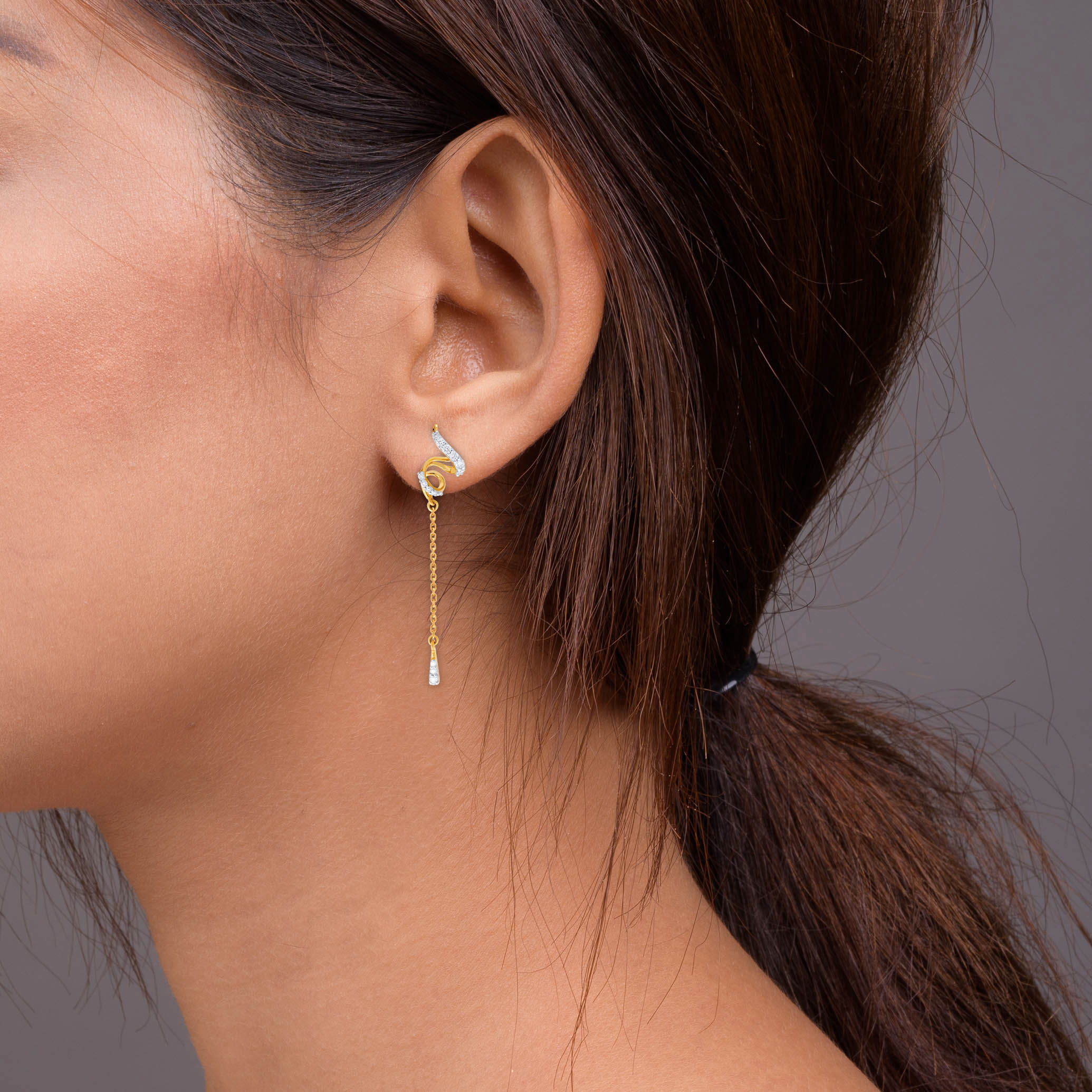 Fashionable Spin Diamond Earrings - Senco Gold and Diamonds
