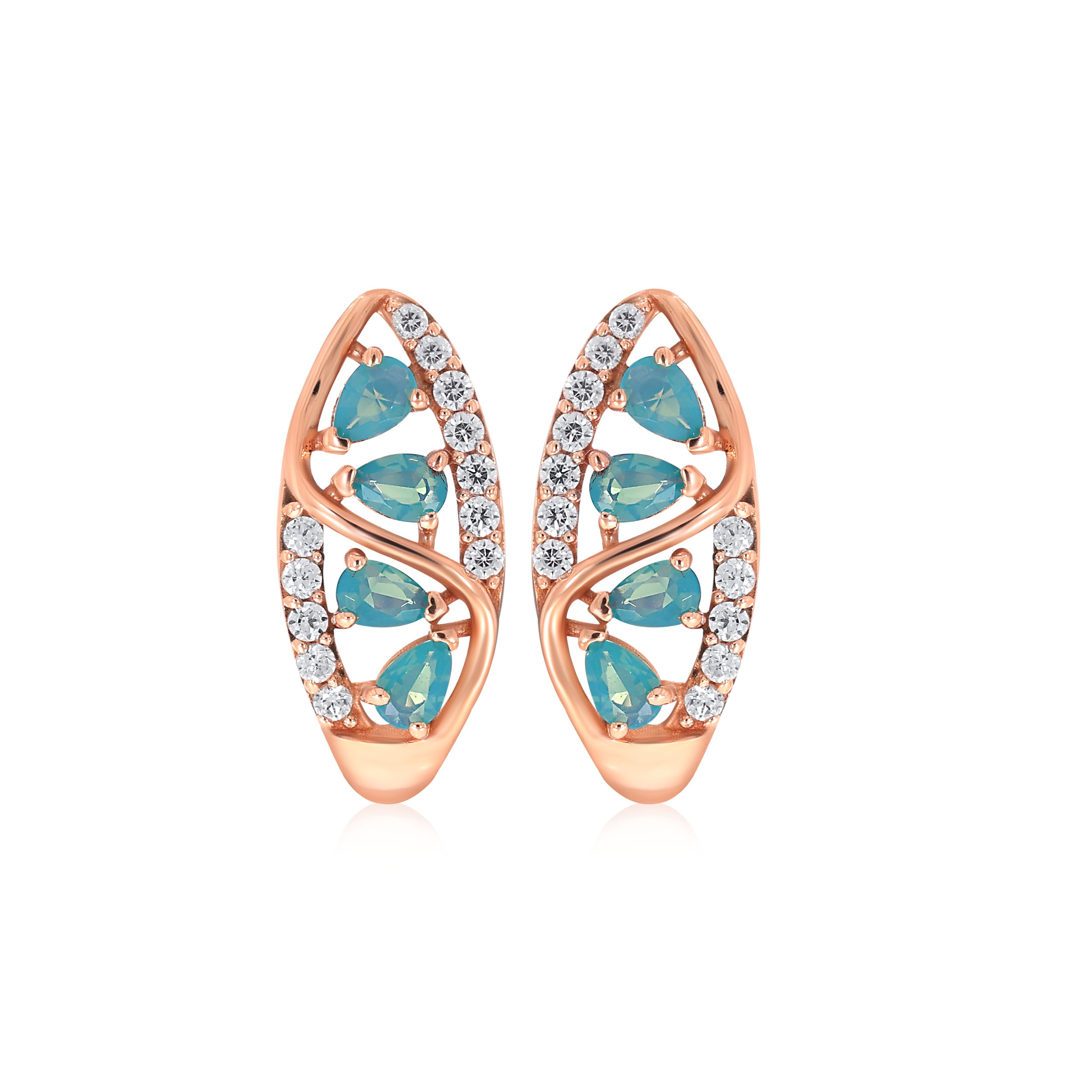 Aqua Splendour Gold Hoop Earrings - Senco Gold and Diamonds