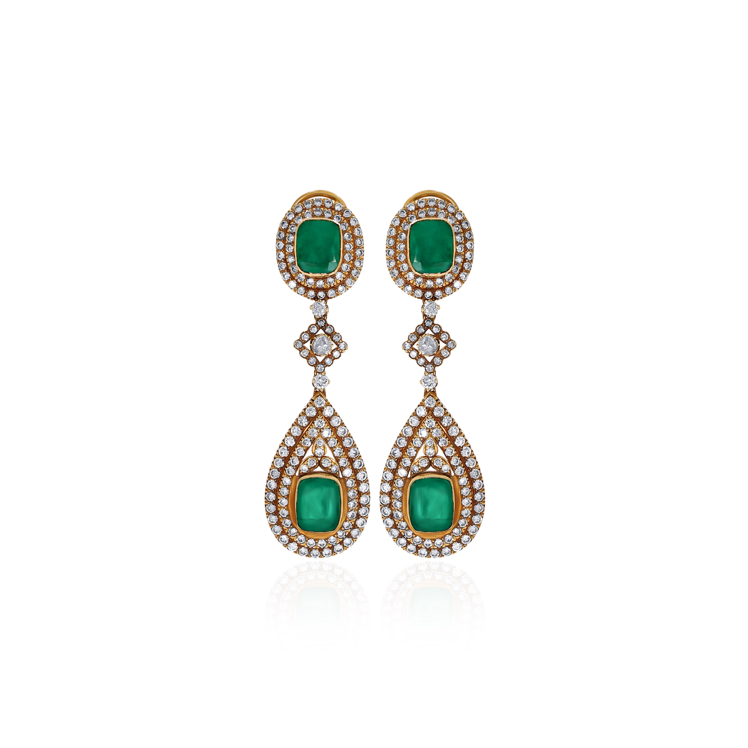 18K Yellow Gold Polki Diamond Earrings-DT-D000788818 - Senco Gold and Diamonds