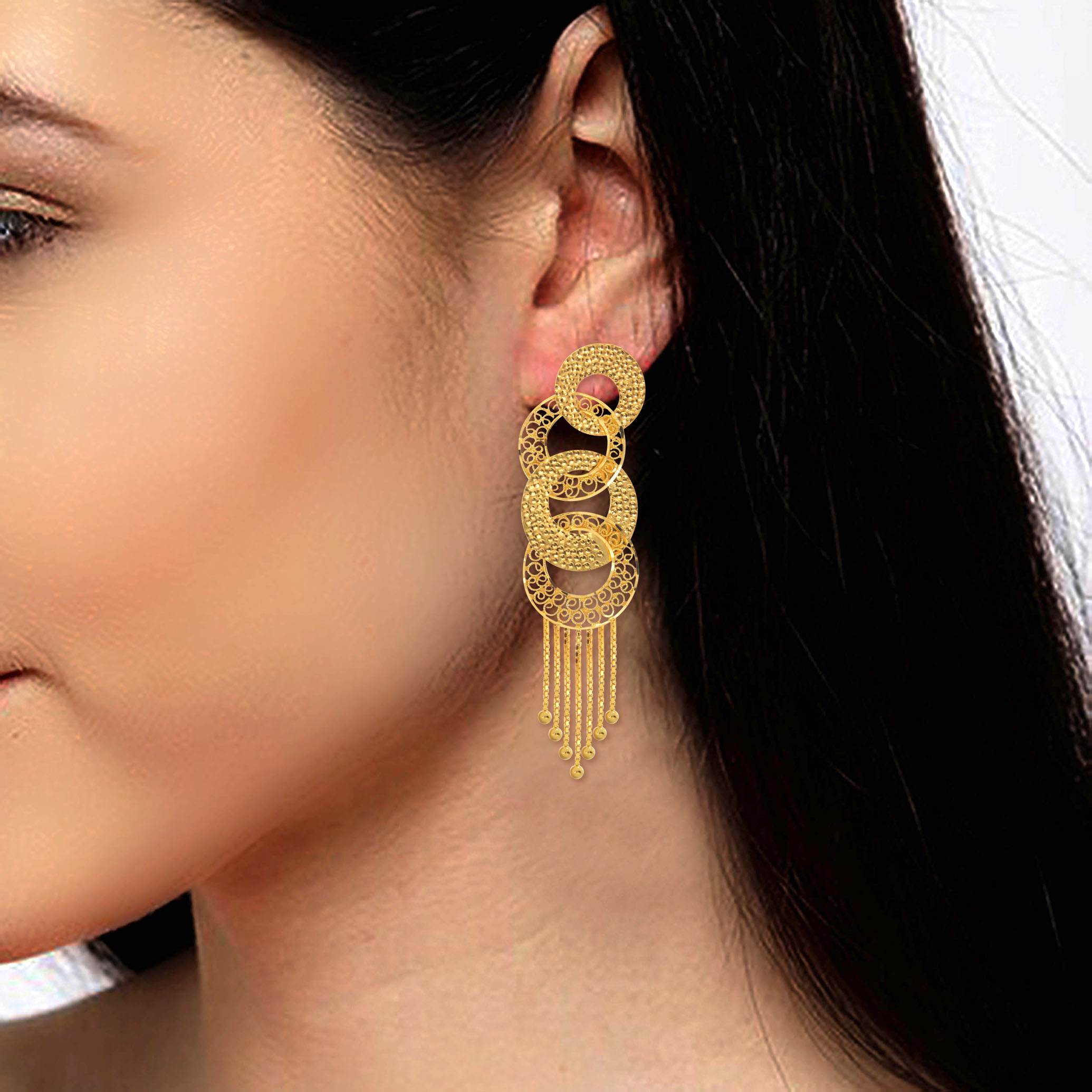 Spherical Manifold Gold Danglers - Senco Gold and Diamonds