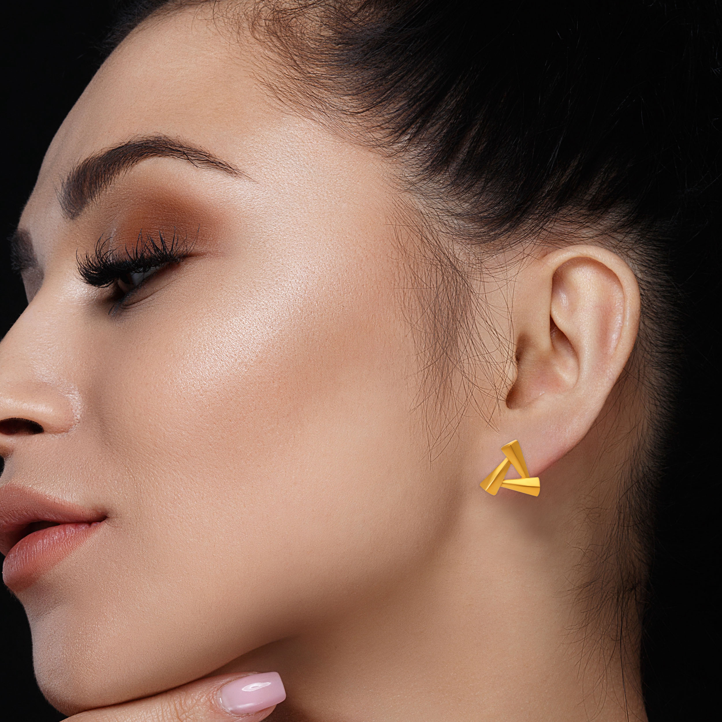 Triad Twist Gold Studs - Senco Gold and Diamonds