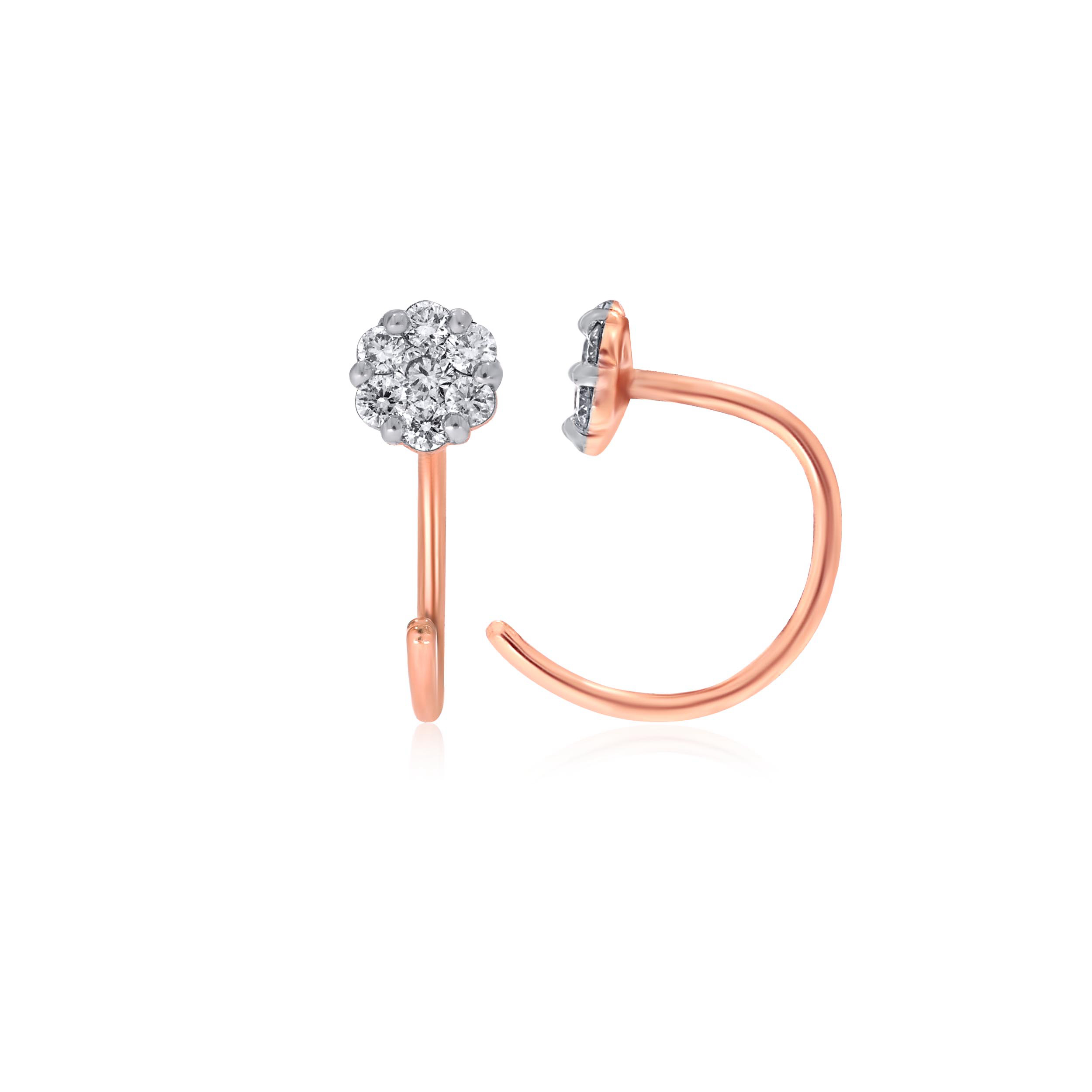 Rosy Floral Diamond Ear Cuffs - Senco Gold and Diamonds