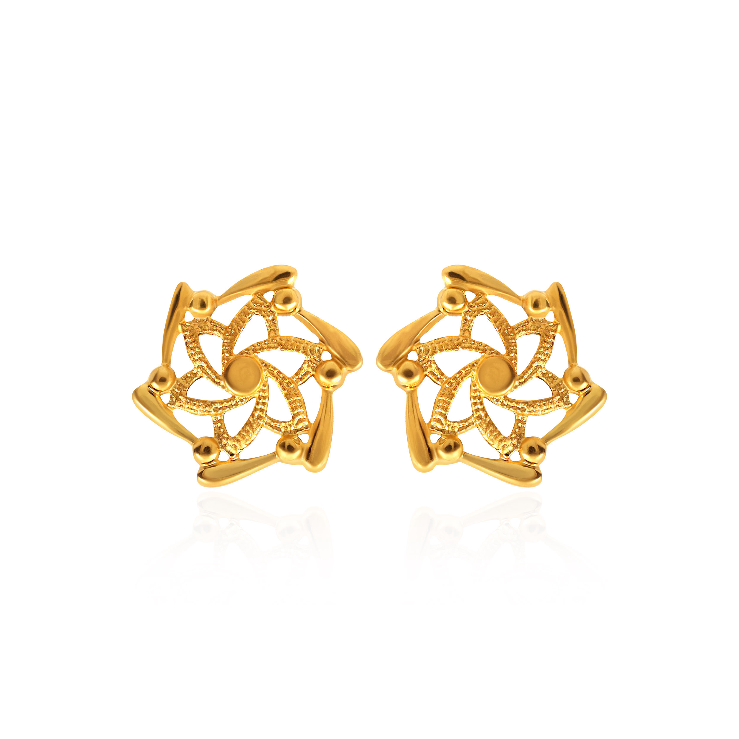 Spinning Bloom Gold Studs - Senco Gold and Diamonds