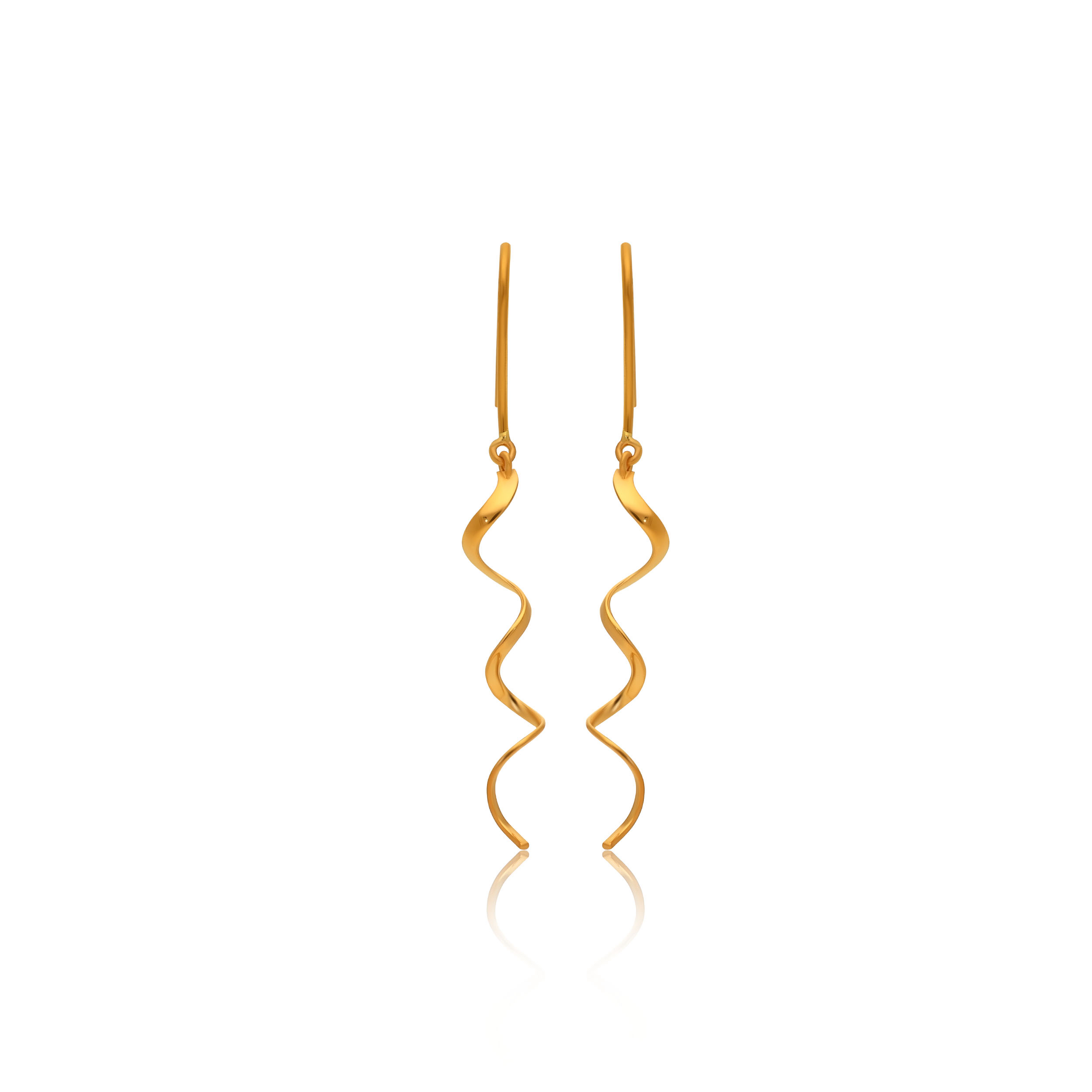 Flowing Lines Gold Long Earrings - Senco Gold and Diamonds