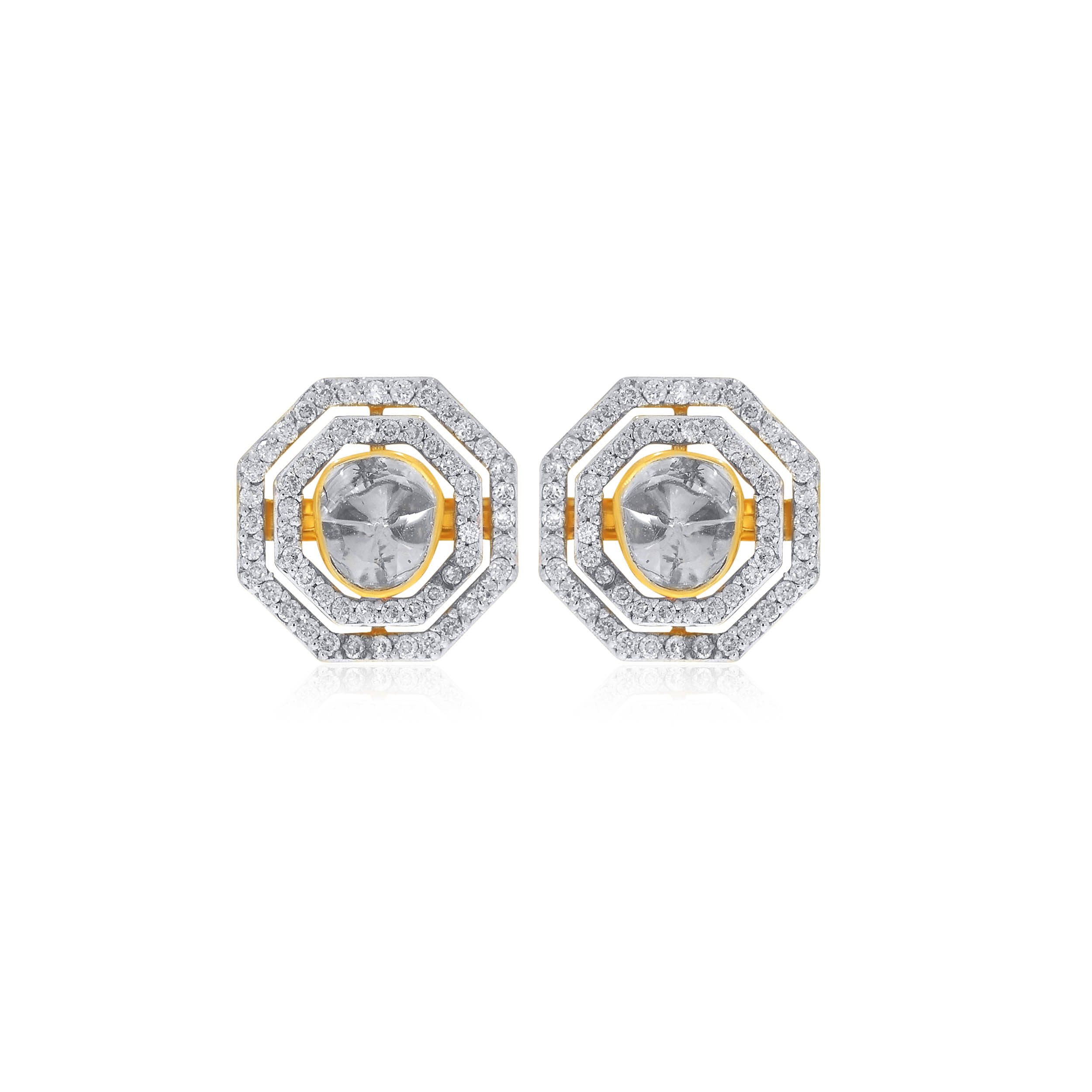 Hexa Glam Polki Diamond Studs - Senco Gold and Diamonds