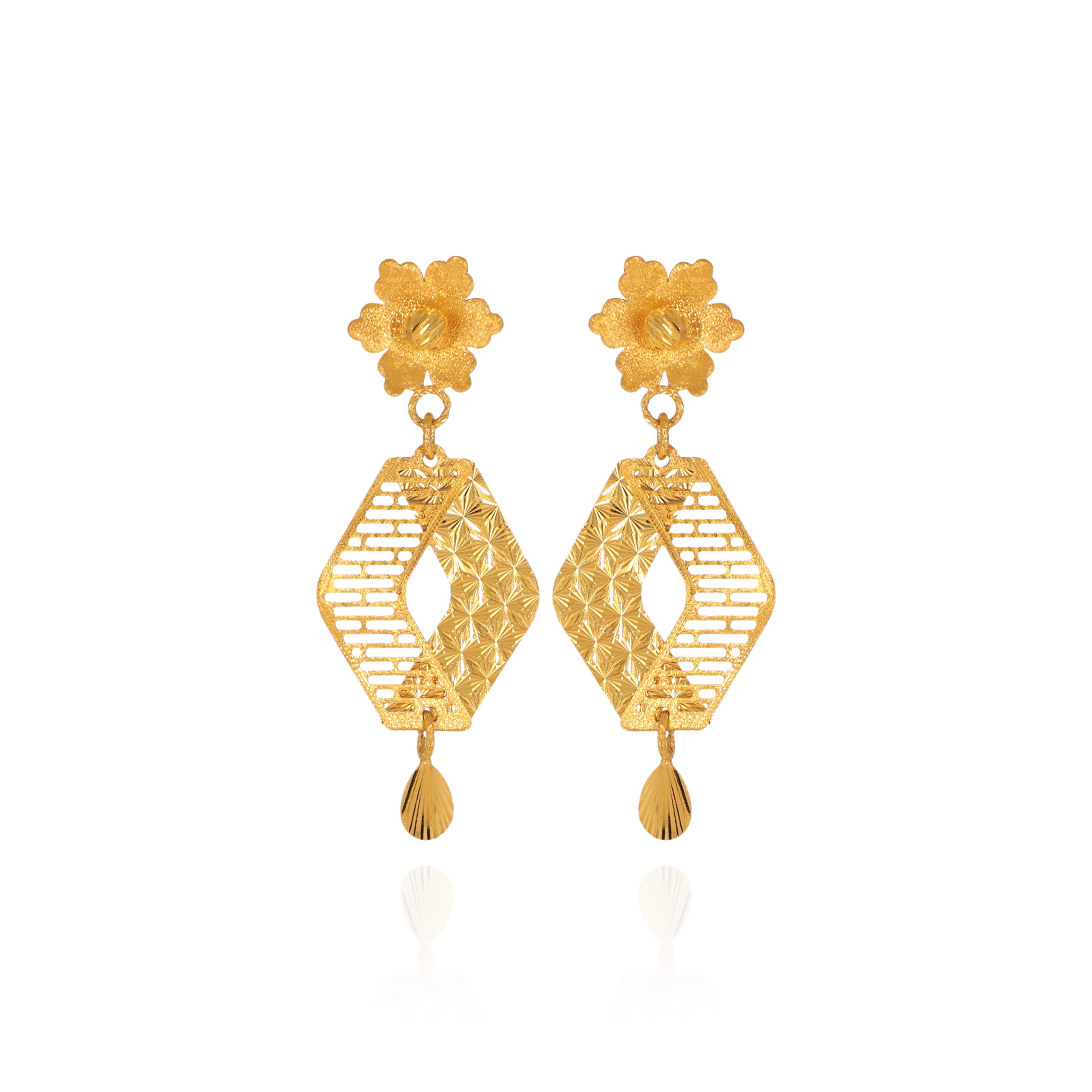 Geo Flora Festive Gold Earrings - Senco Gold and Diamonds