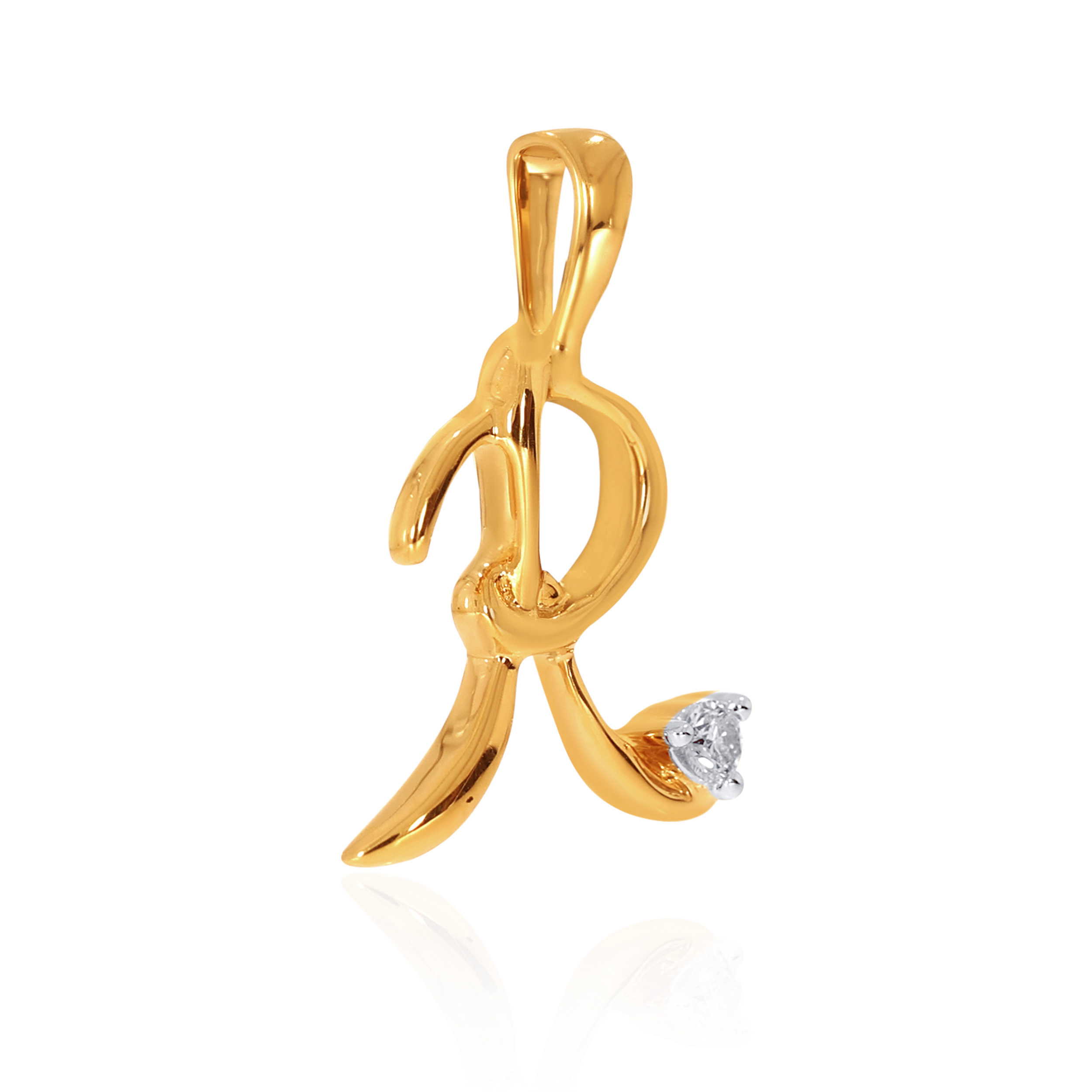 18K Yellow Gold R Alphabet Diamond Pendant-DPN-D000748615 - Senco Gold and Diamonds