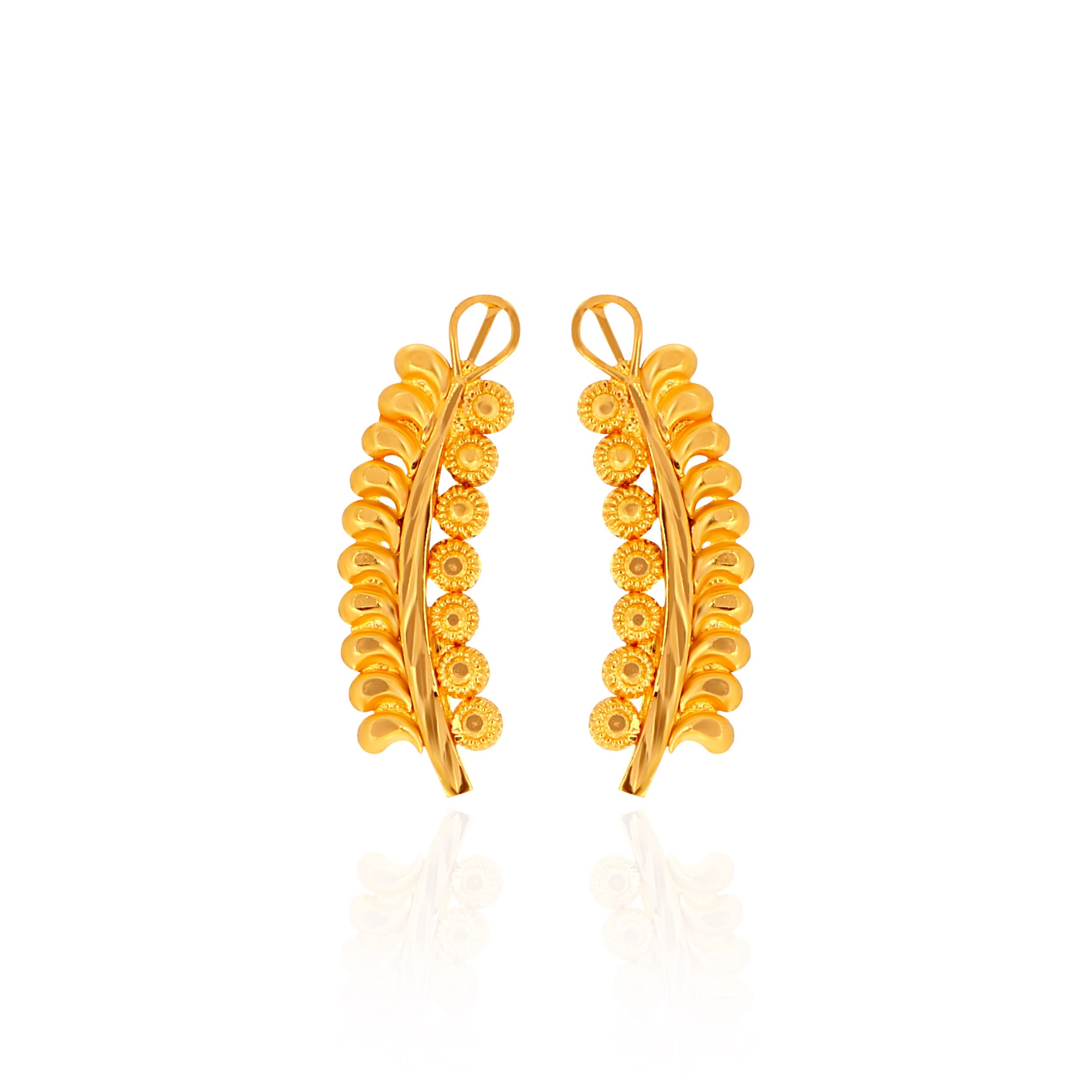 Flora Curve Gold Studs - Senco Gold and Diamonds