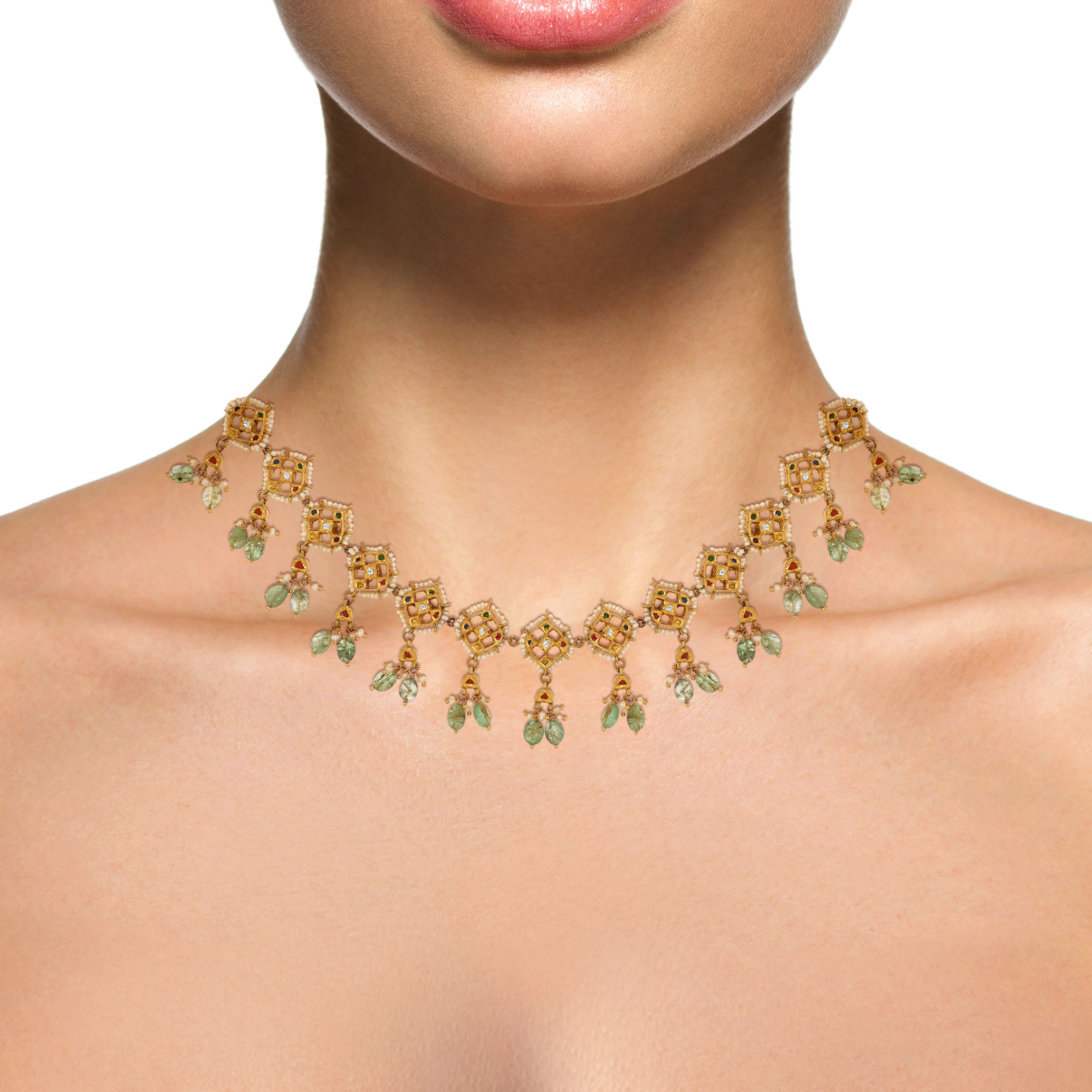 22K Yellow Gold Kundan Necklace-GN-D000788424 - Senco Gold and Diamonds