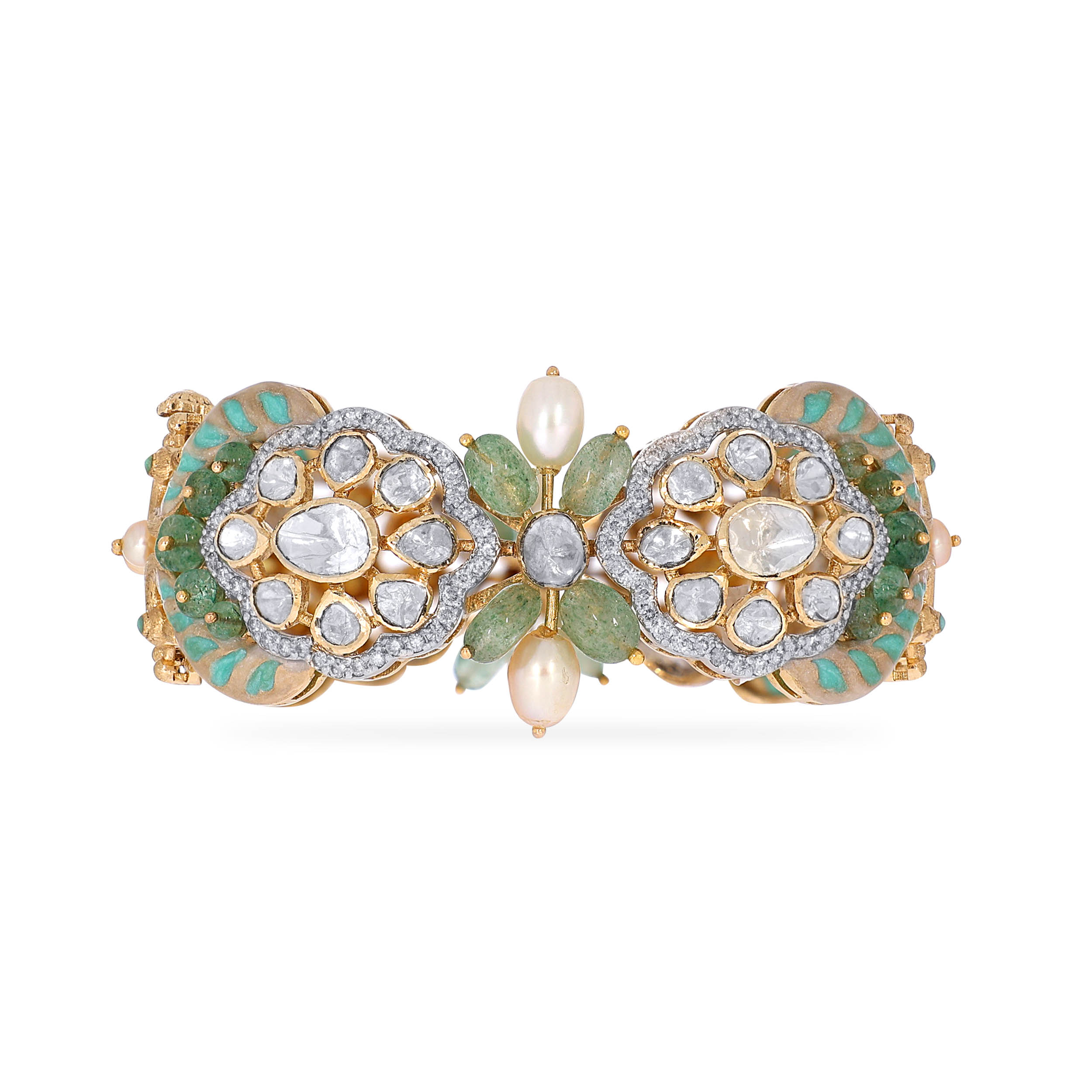 Greenish Aura Polki Diamond Bracelet - Senco Gold and Diamonds