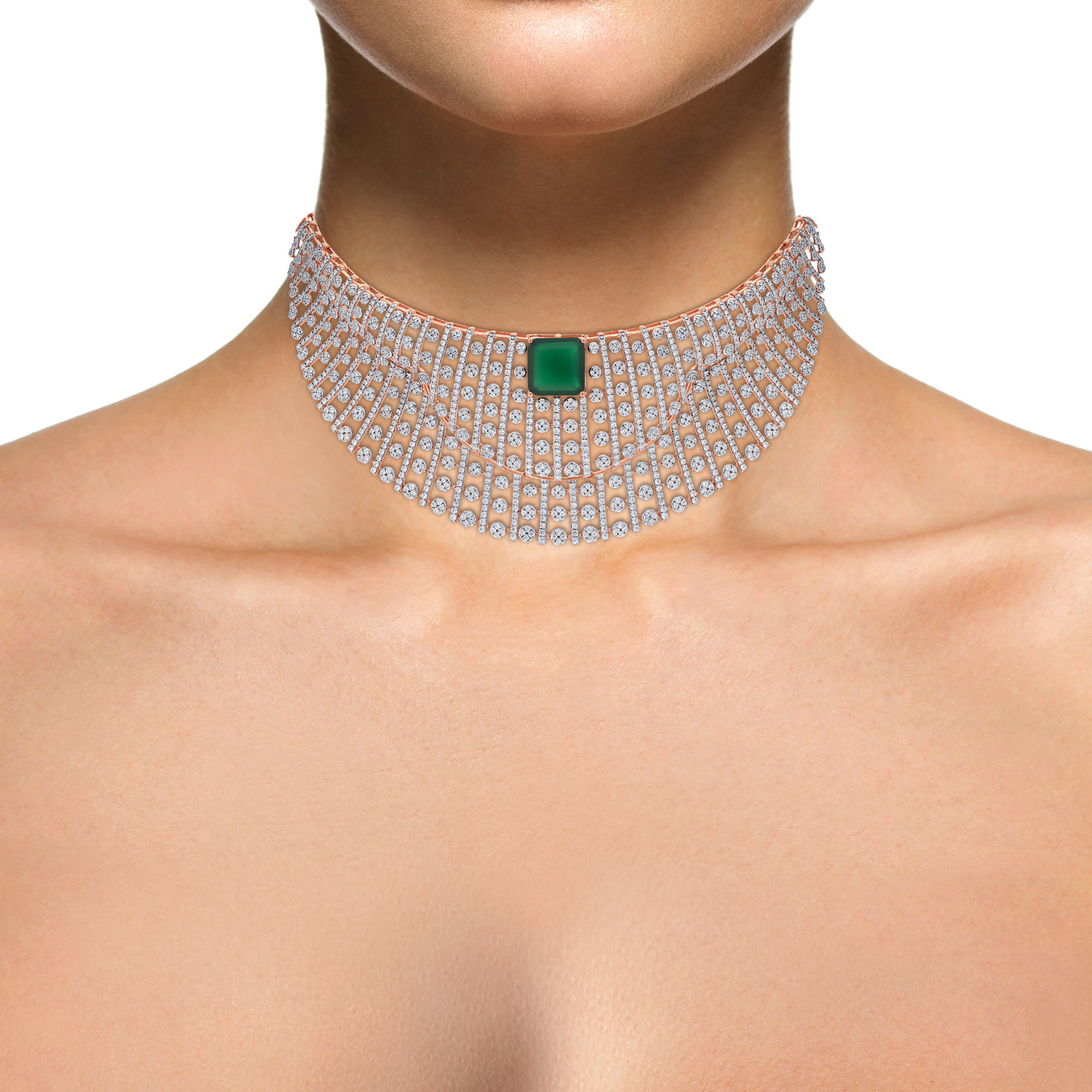 14K Rose Gold Diamond Necklace-DGN-D000781228 - Senco Gold and Diamonds