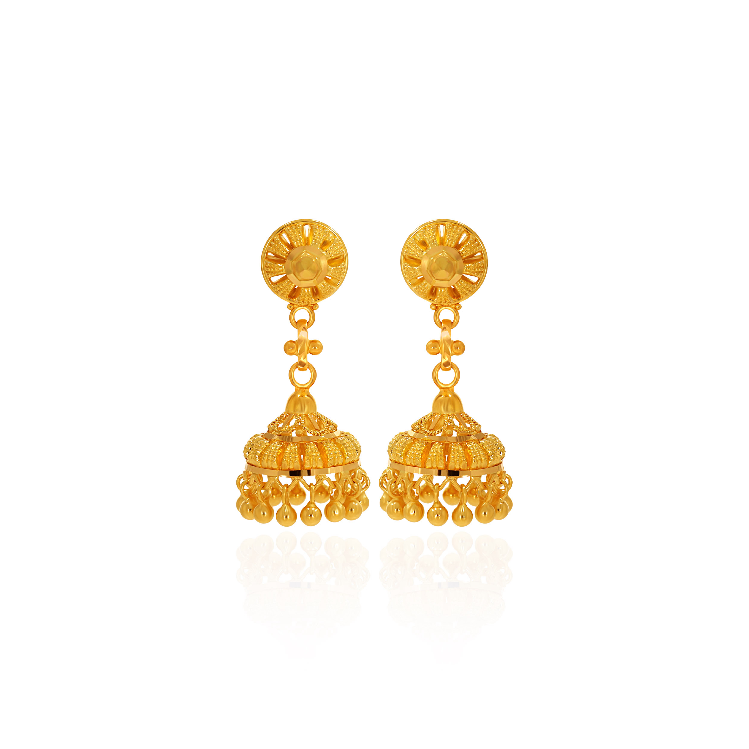 Radiant Mirage Gold Jhumka Earrings - Senco Gold and Diamonds